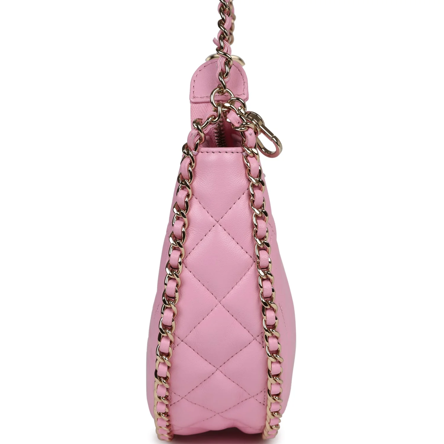 Chanel Small Chain Around Hobo Pink Lambskin Gold Hardware - Image 3