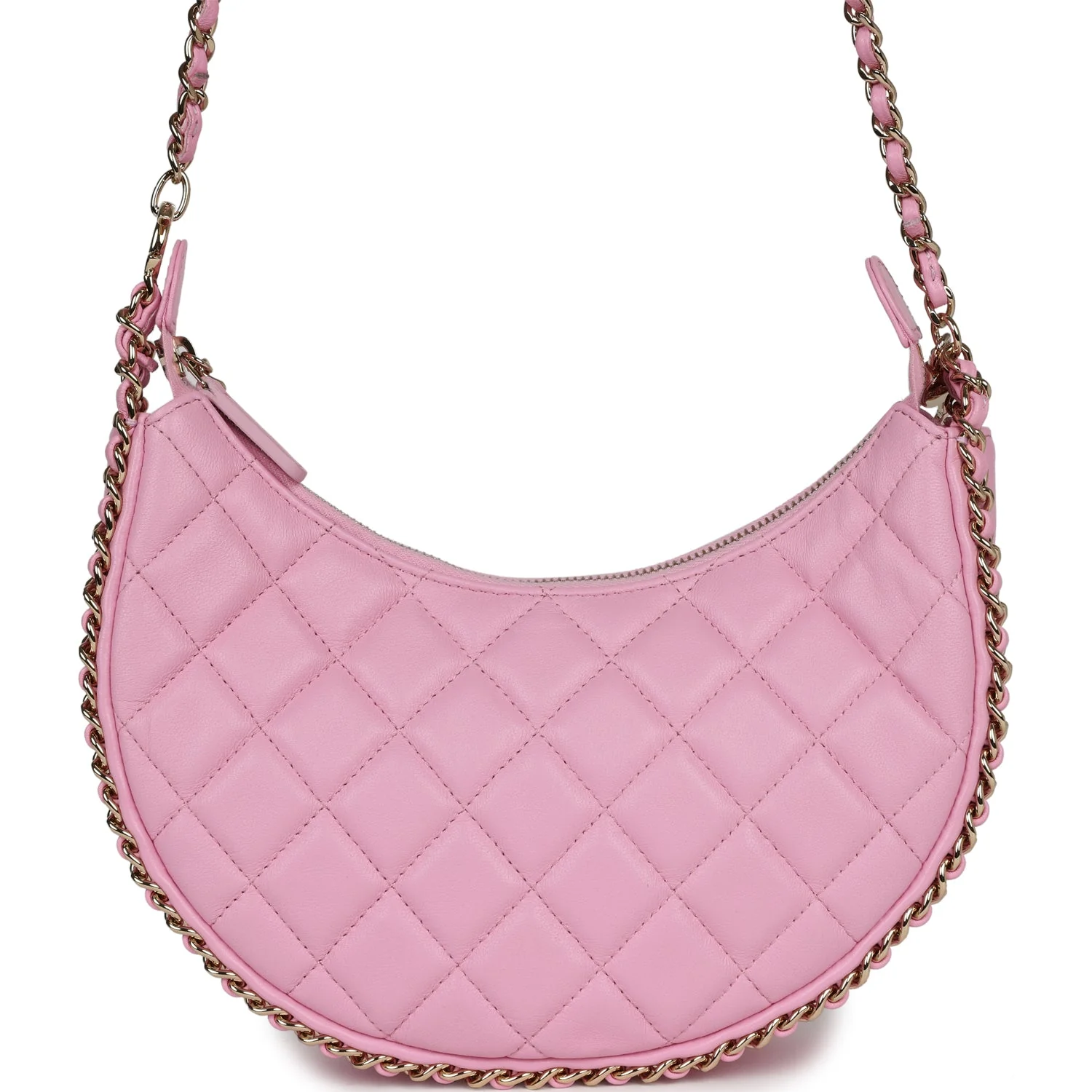 Chanel Small Chain Around Hobo Pink Lambskin Gold Hardware - Image 4