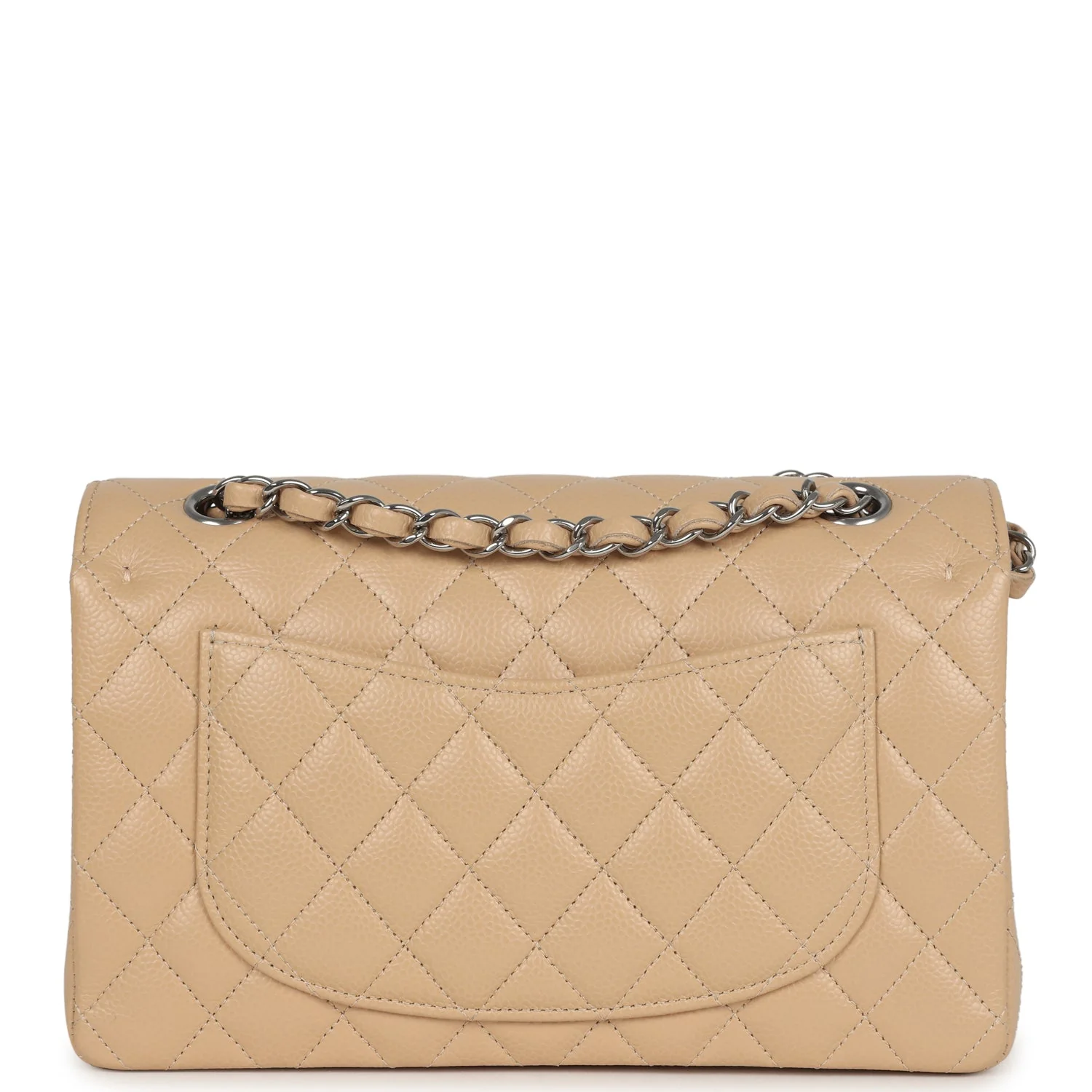 Chanel Small Classic Double Flap Bag Beige Caviar Silver Hardware - Image 4
