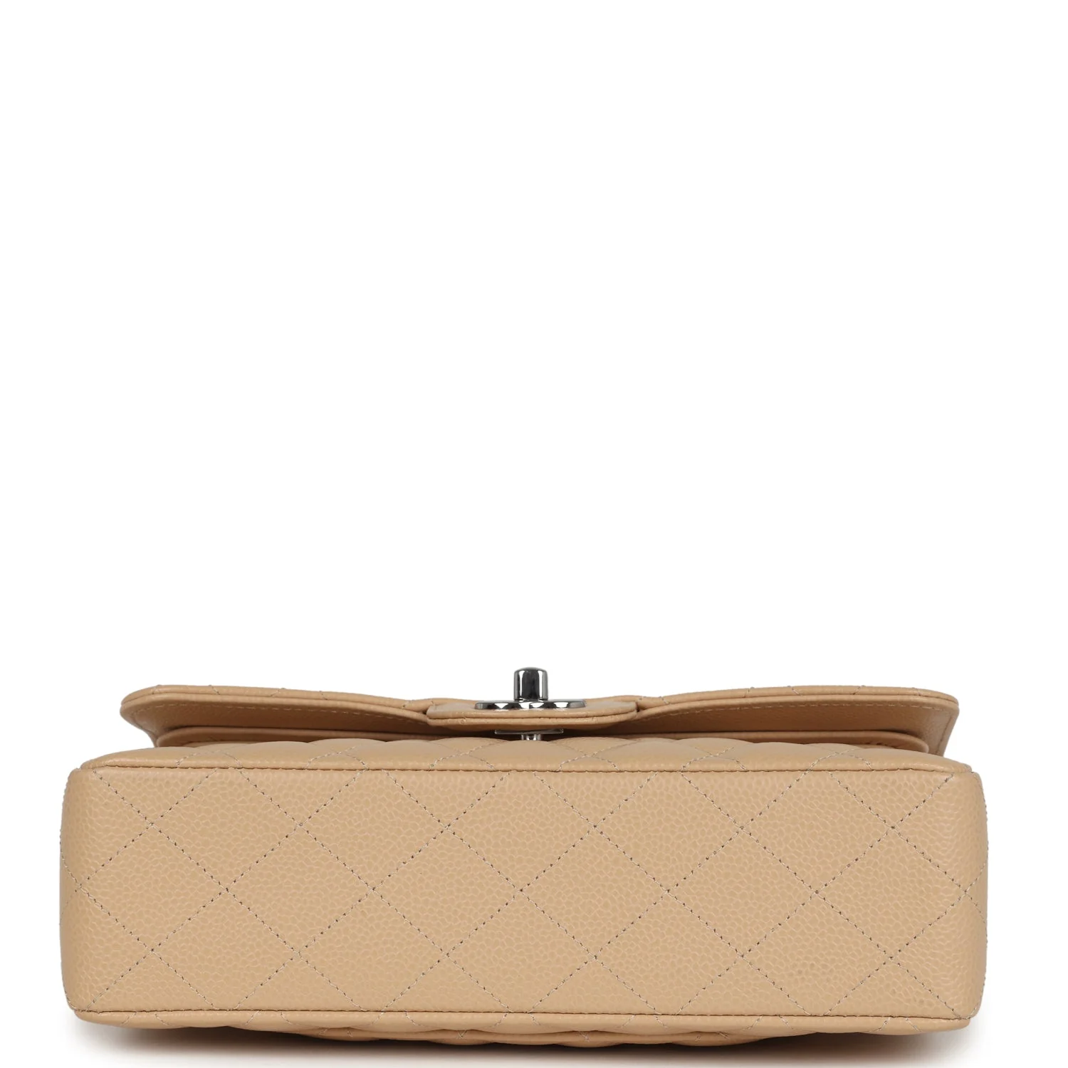 Chanel Small Classic Double Flap Bag Beige Caviar Silver Hardware - Image 6