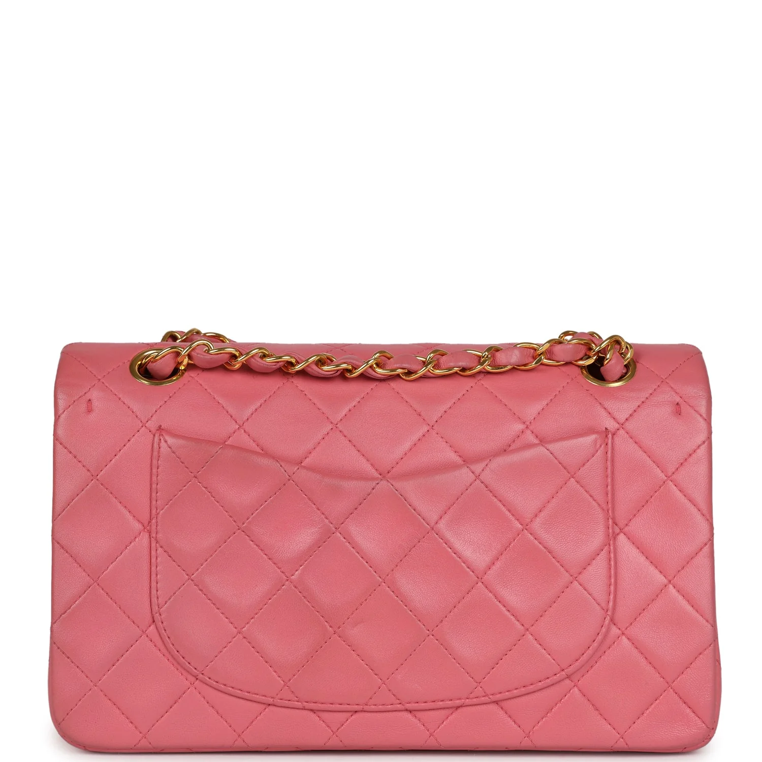 Vintage Chanel Small Classic Double Flap Bag Dark Pink Lambskin Gold Hardware - Image 4