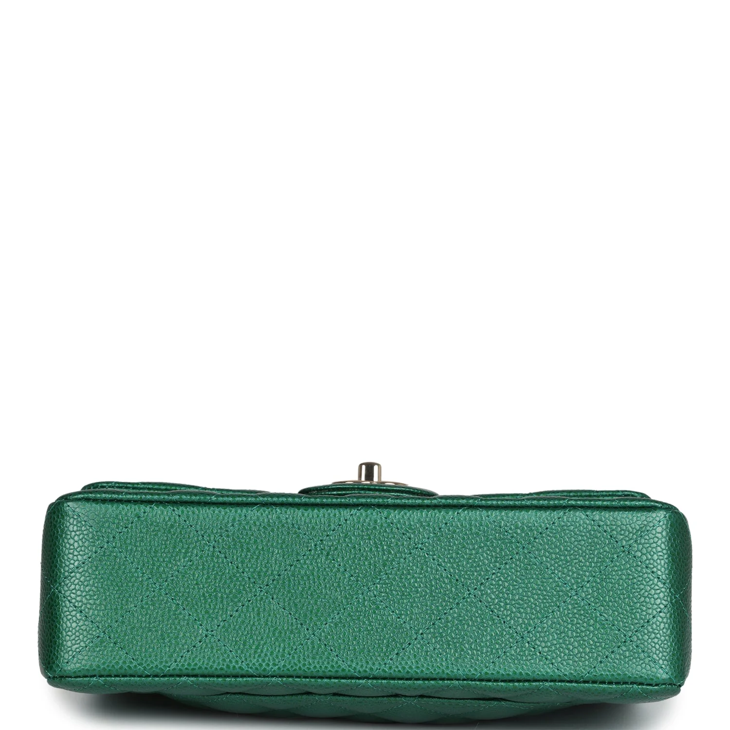 Chanel Small Classic Double Flap Bag Emerald Green Shiny Caviar Gold Hardware - Image 6