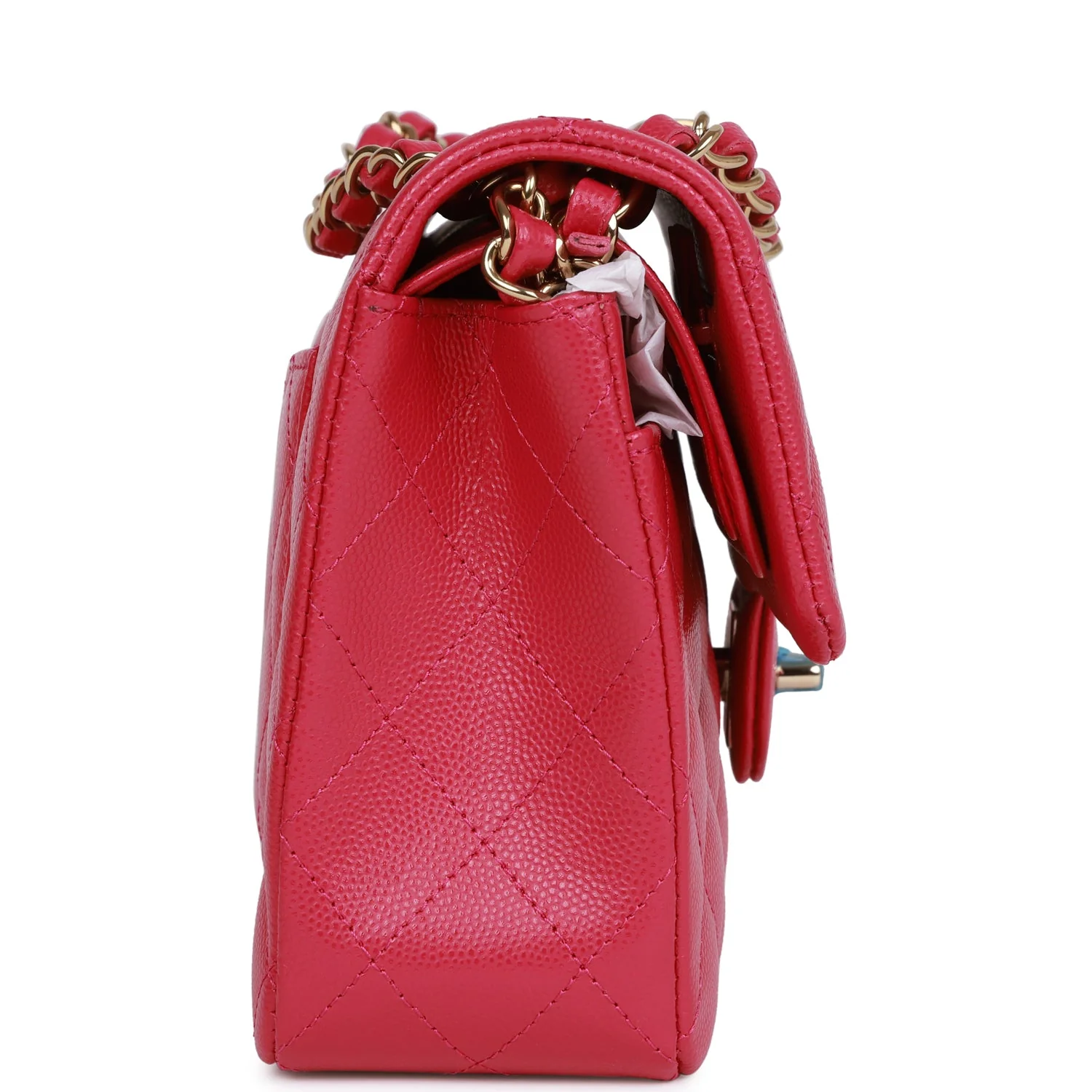 Chanel Small Classic Double Flap Fuchsia Caviar Light Gold Hardware - Image 3