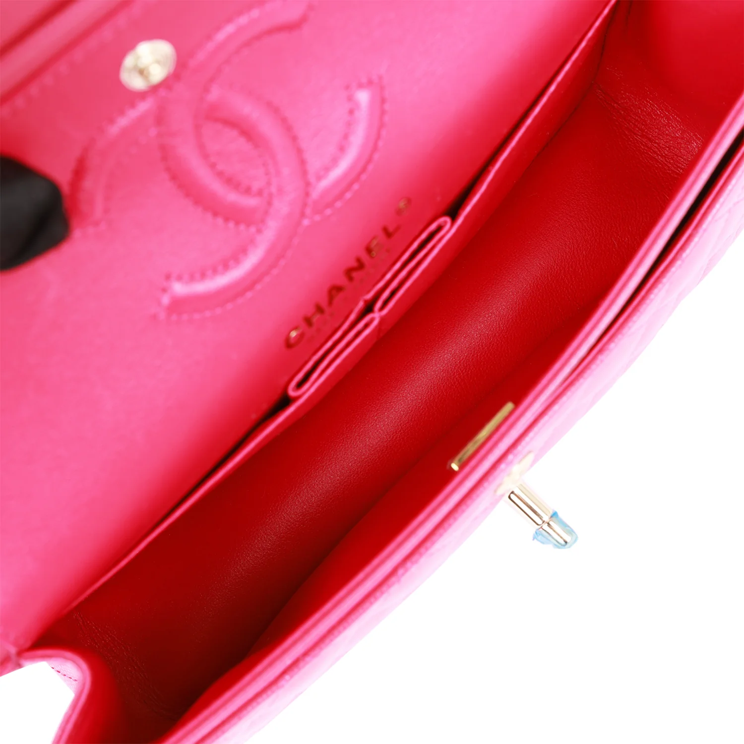 Chanel Small Classic Double Flap Fuchsia Caviar Light Gold Hardware - Image 9