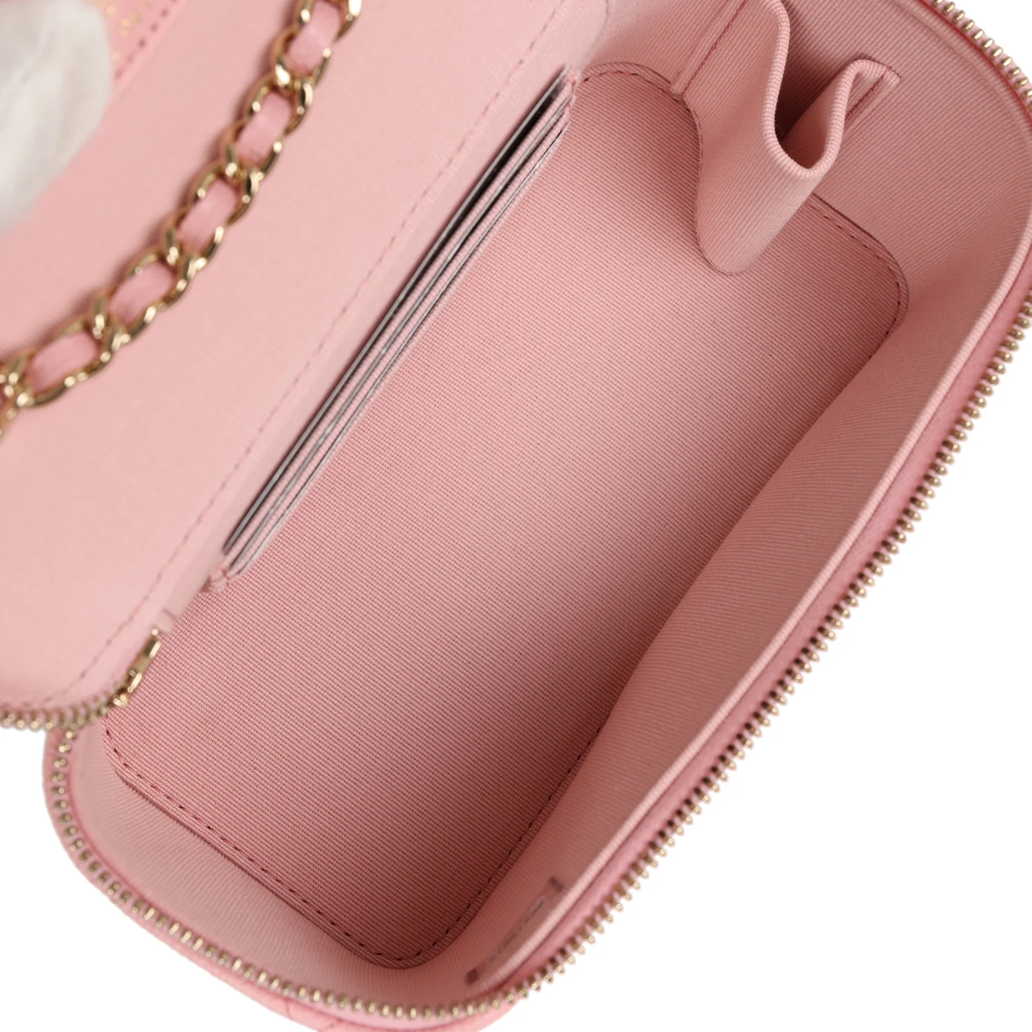 Chanel Small Classic Vanity Case Pink Caviar Light Gold Hardware - Image 9