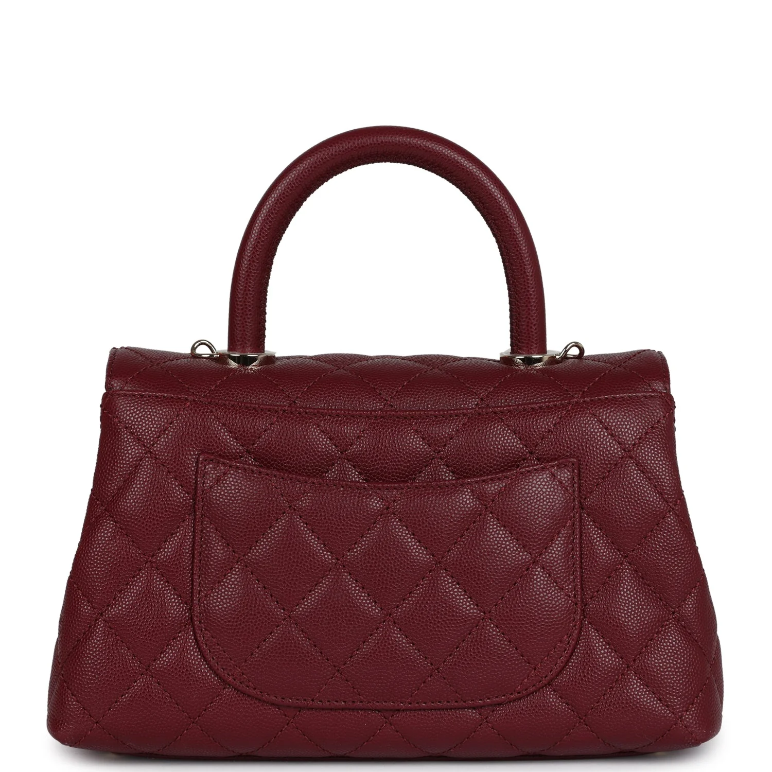 Chanel Small Coco Top Handle Flap Bag Burgundy Caviar Light Gold Hardware - Image 4