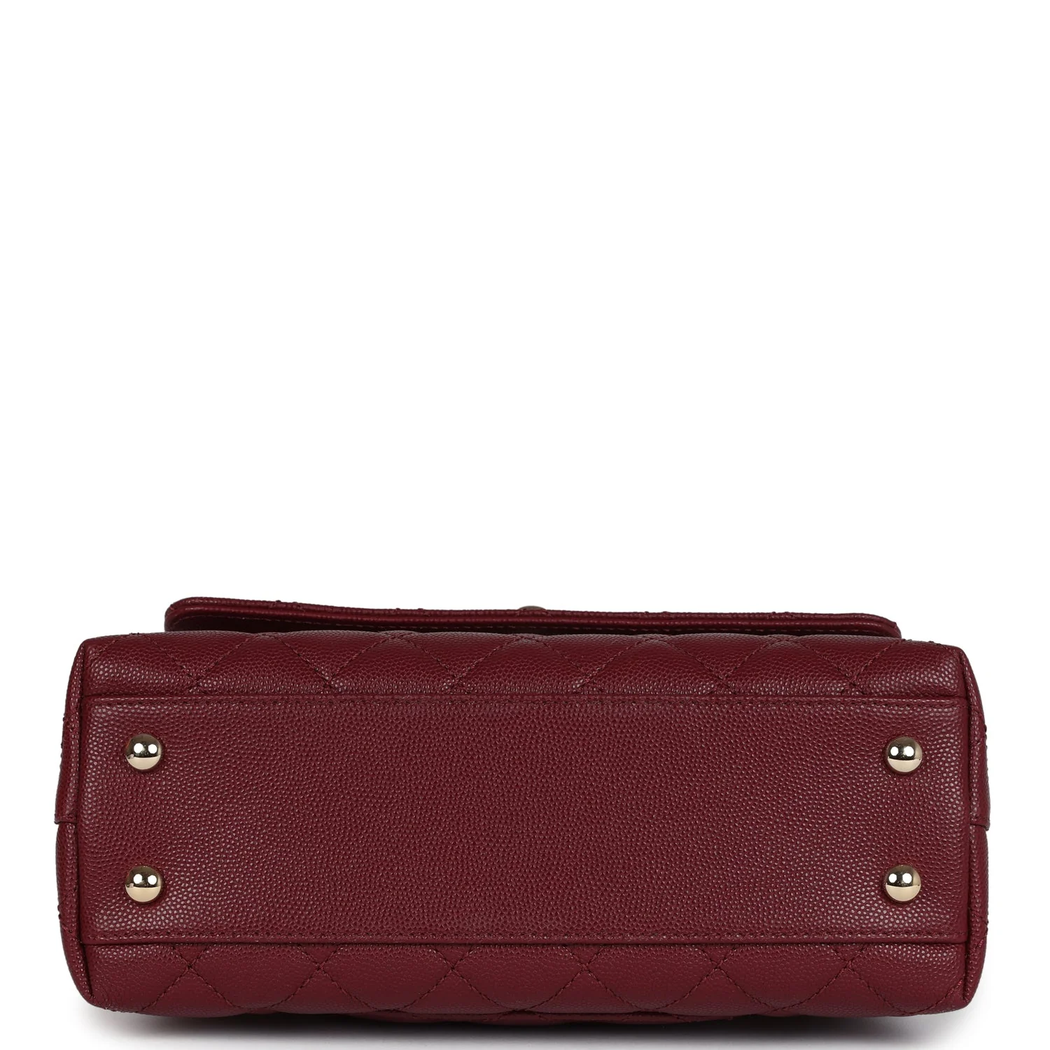Chanel Small Coco Top Handle Flap Bag Burgundy Caviar Light Gold Hardware - Image 6