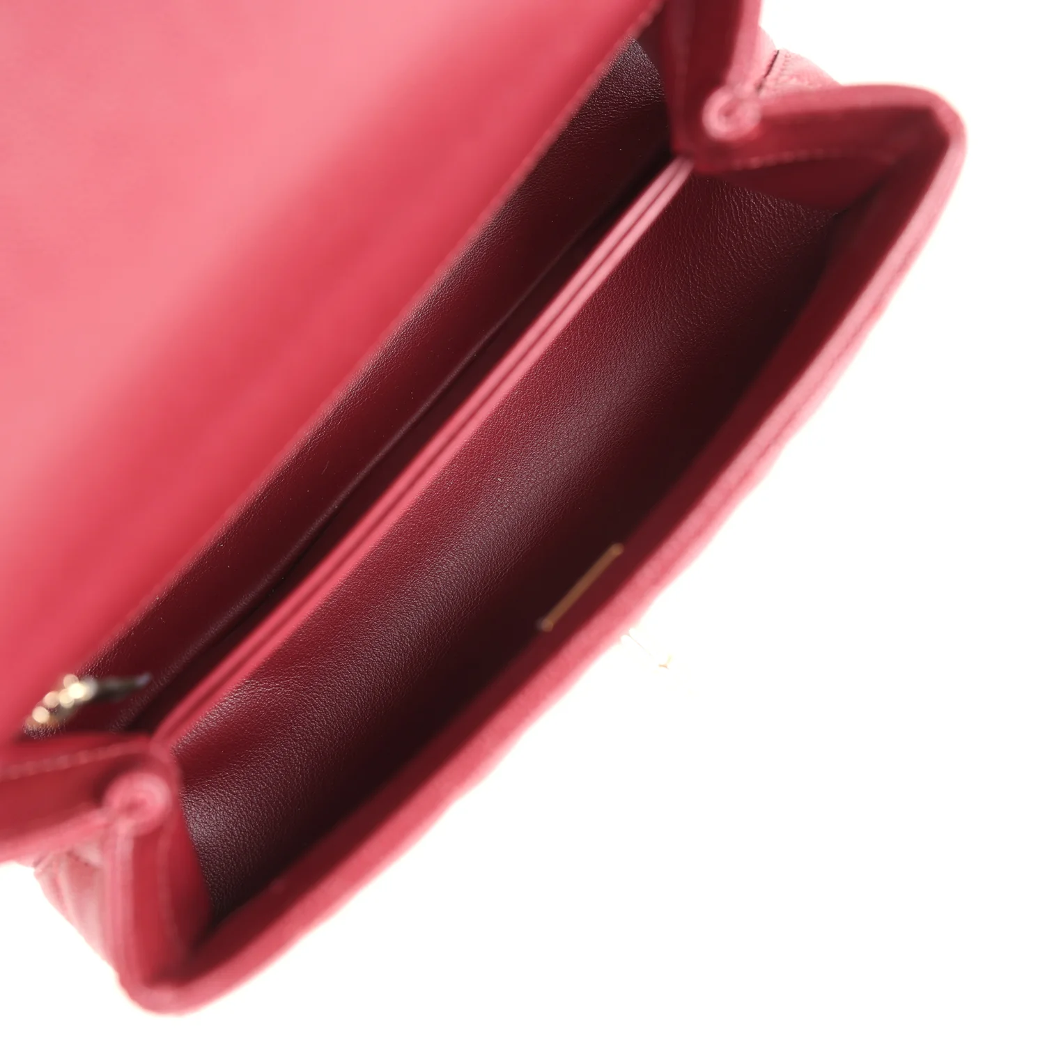 Chanel Small Coco Top Handle Flap Bag Burgundy Caviar Light Gold Hardware - Image 8