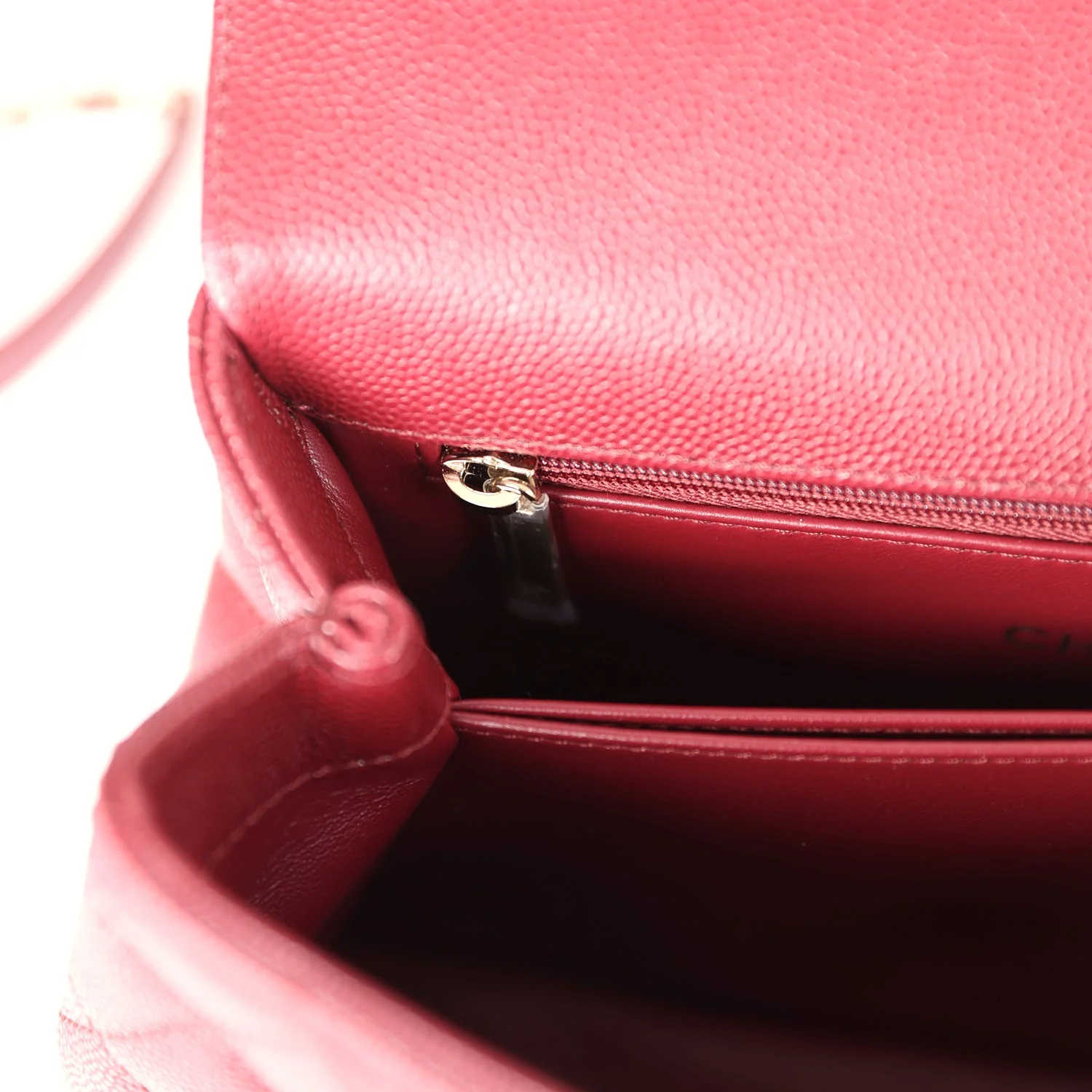 Chanel Small Coco Top Handle Flap Bag Burgundy Caviar Light Gold Hardware - Image 9
