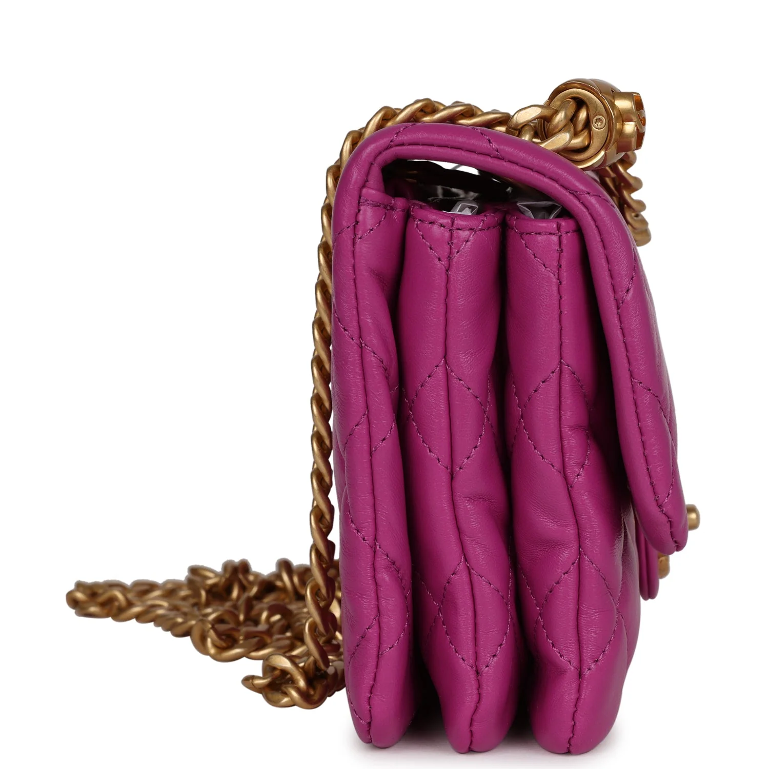 Chanel Small Crush Flap Bag Purple Shiny Aged Calfskin Brushed Gold Hardware - Image 3