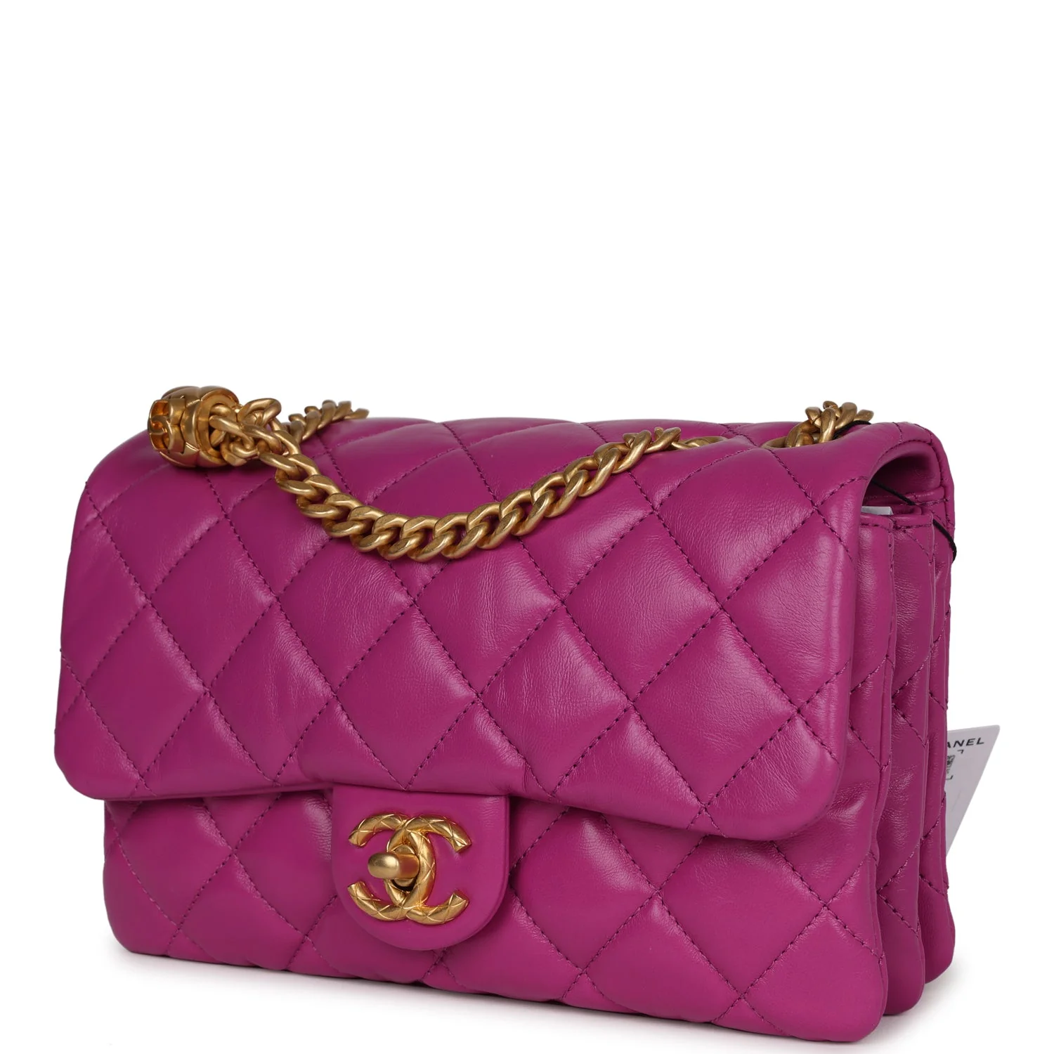Chanel Small Crush Flap Bag Purple Shiny Aged Calfskin Brushed Gold Hardware - Image 5