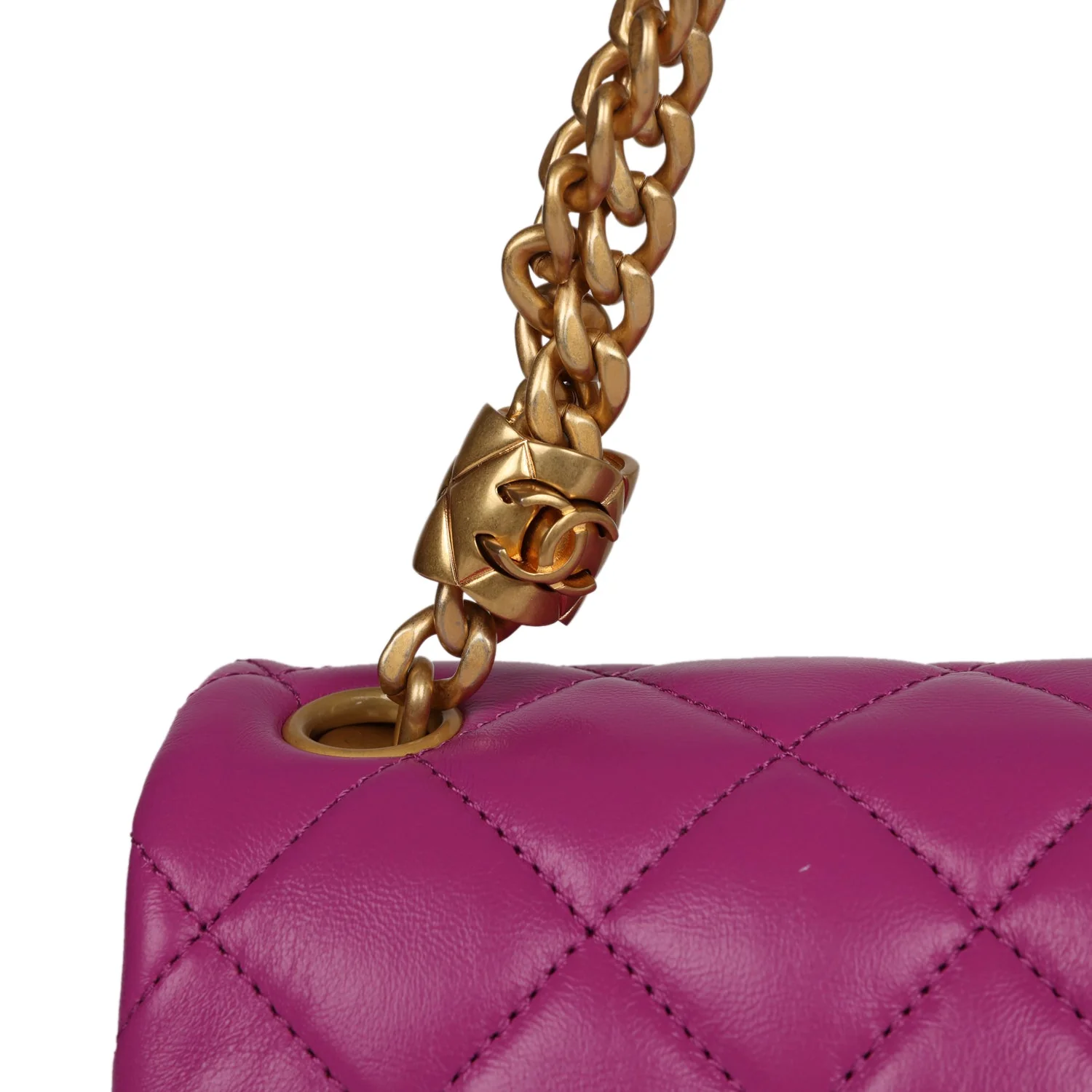 Chanel Small Crush Flap Bag Purple Shiny Aged Calfskin Brushed Gold Hardware - Image 8