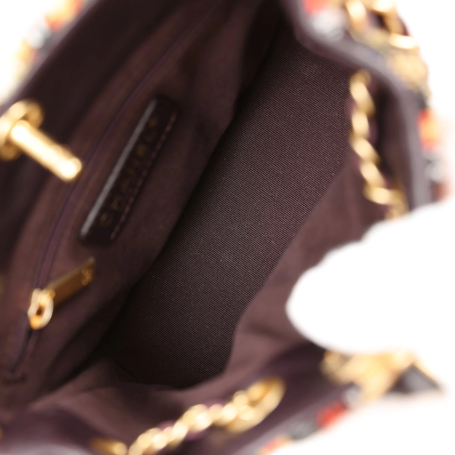 Chanel Small Drawstring Backpack Multicolored Tweed Antique Gold Hardware - Image 9