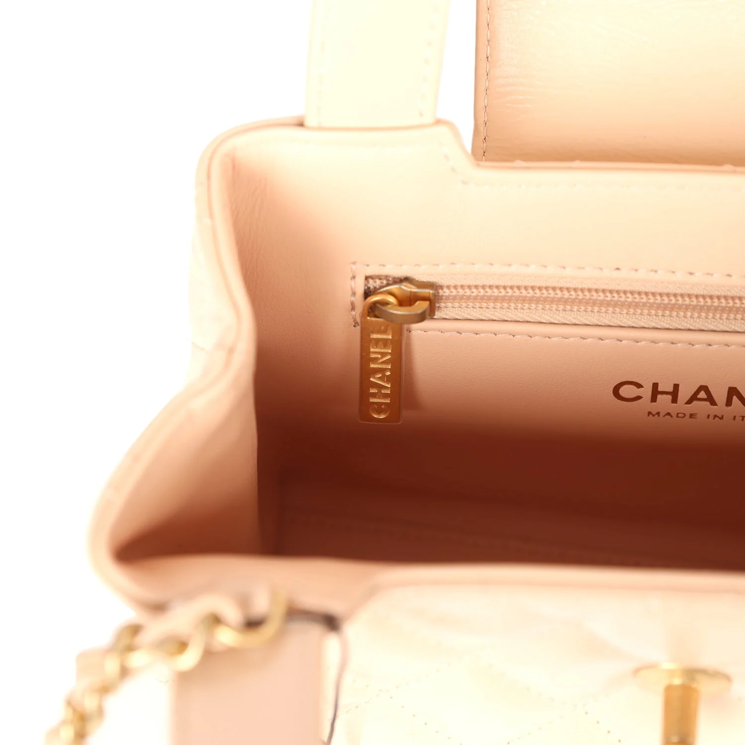 Chanel Small Kelly Shopper Beige Shiny Aged Calfskin Brushed Gold Hardware - Image 10