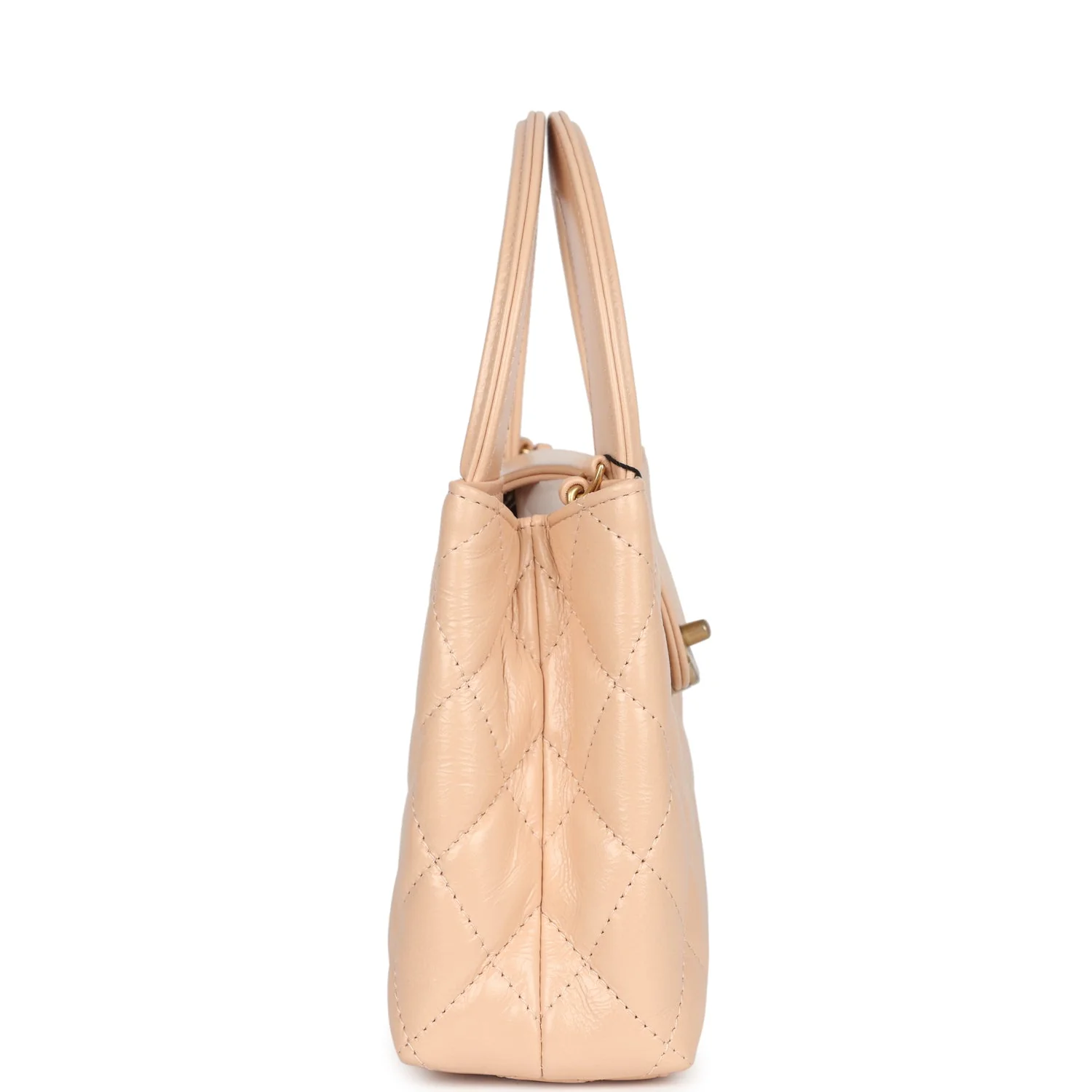 Chanel Small Kelly Shopper Beige Shiny Aged Calfskin Brushed Gold Hardware - Image 3