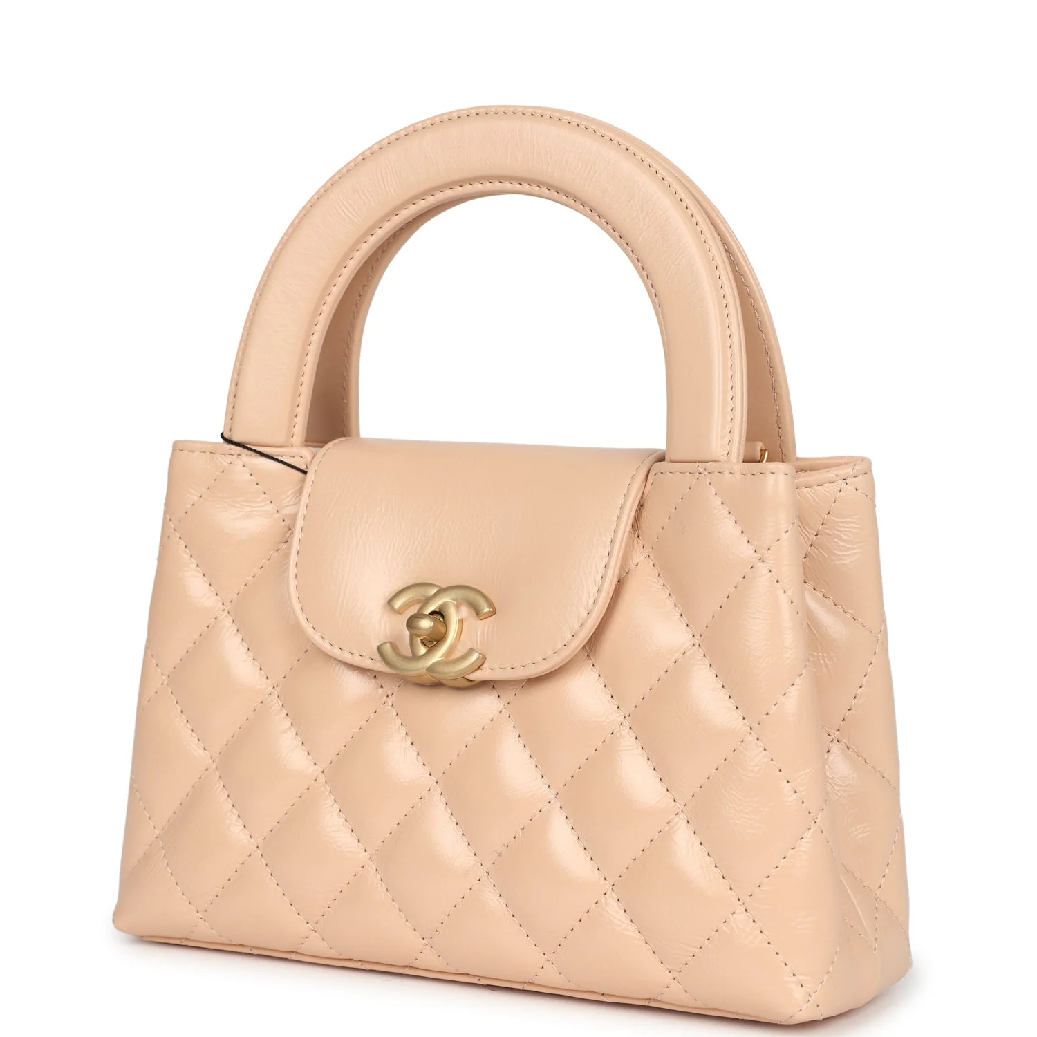 Chanel Small Kelly Shopper Beige Shiny Aged Calfskin Brushed Gold Hardware - Image 5