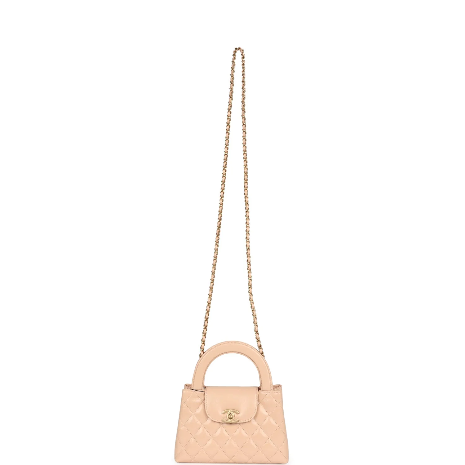 Chanel Small Kelly Shopper Beige Shiny Aged Calfskin Brushed Gold Hardware - Image 7