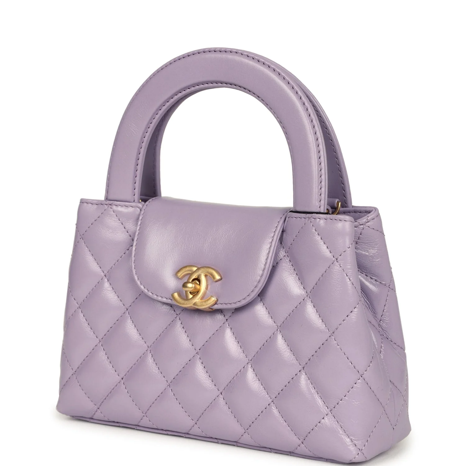 Chanel Small Kelly Shopper Light Purple Shiny Aged Calfskin Brushed Gold Hardware - Image 5