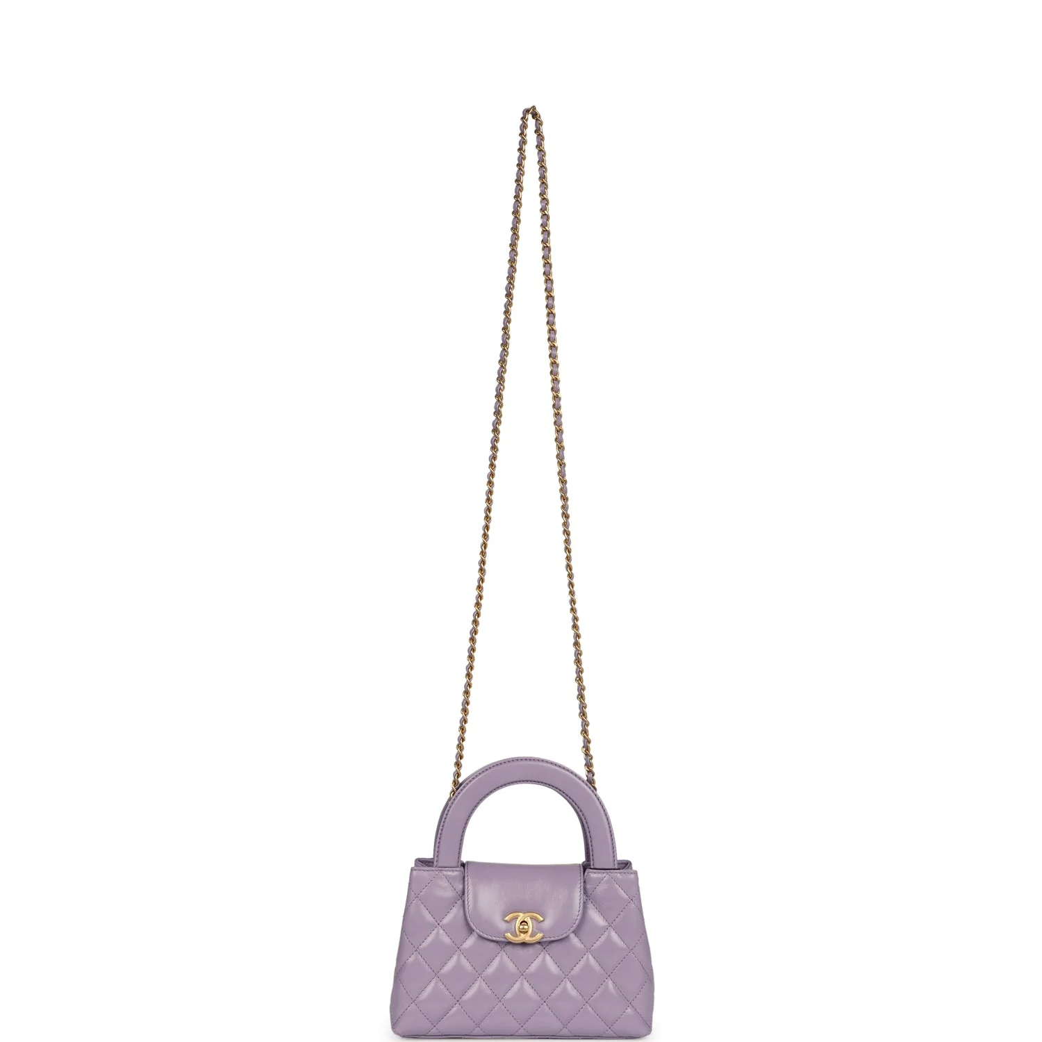 Chanel Small Kelly Shopper Light Purple Shiny Aged Calfskin Brushed Gold Hardware - Image 7