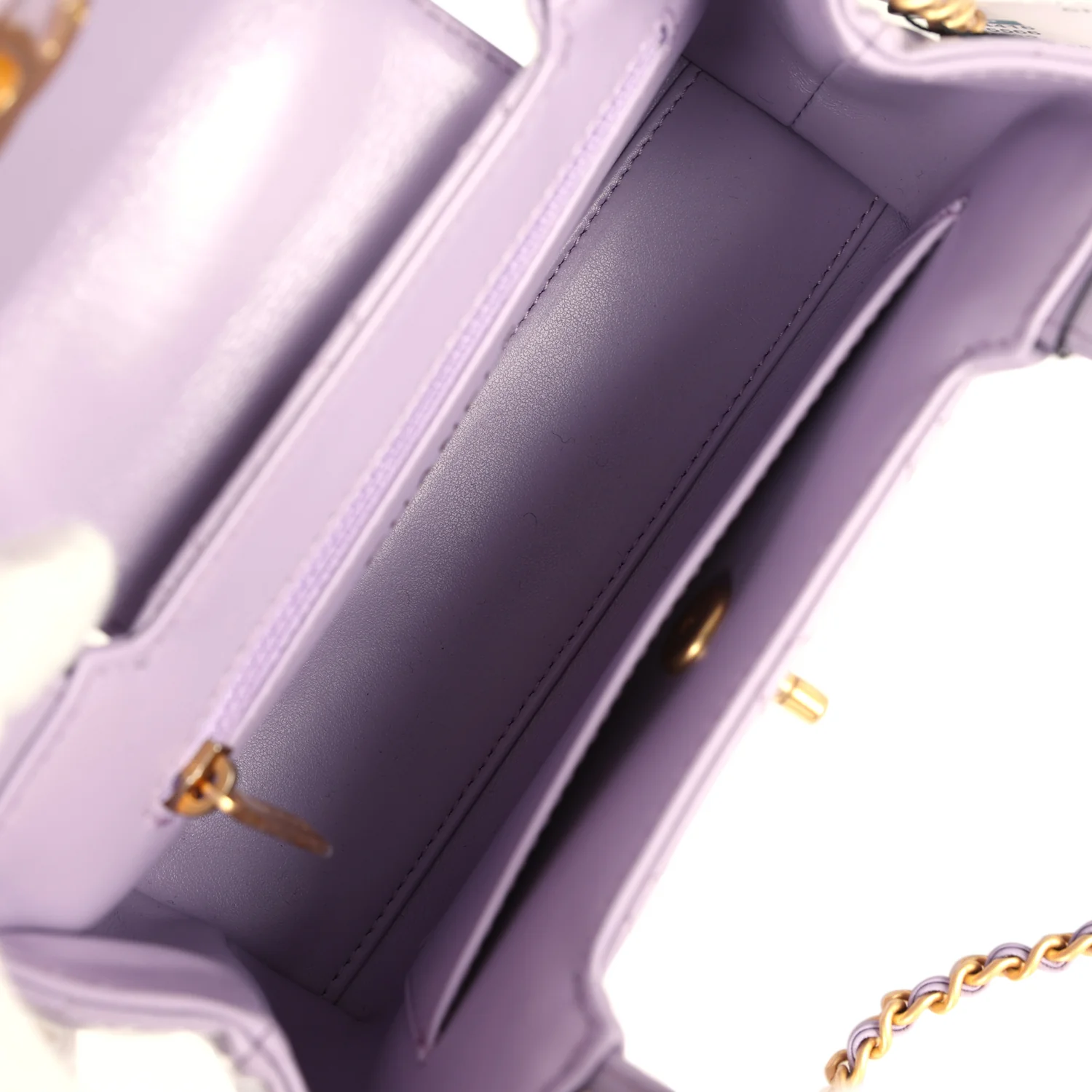 Chanel Small Kelly Shopper Light Purple Shiny Aged Calfskin Brushed Gold Hardware - Image 8