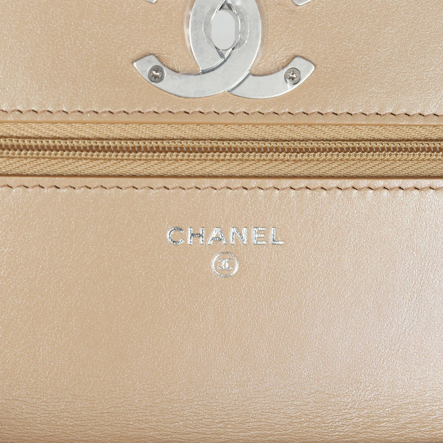 Chanel Wallet On Chain WOC Beige Iridescent Caviar Silver Hardware - Image 12