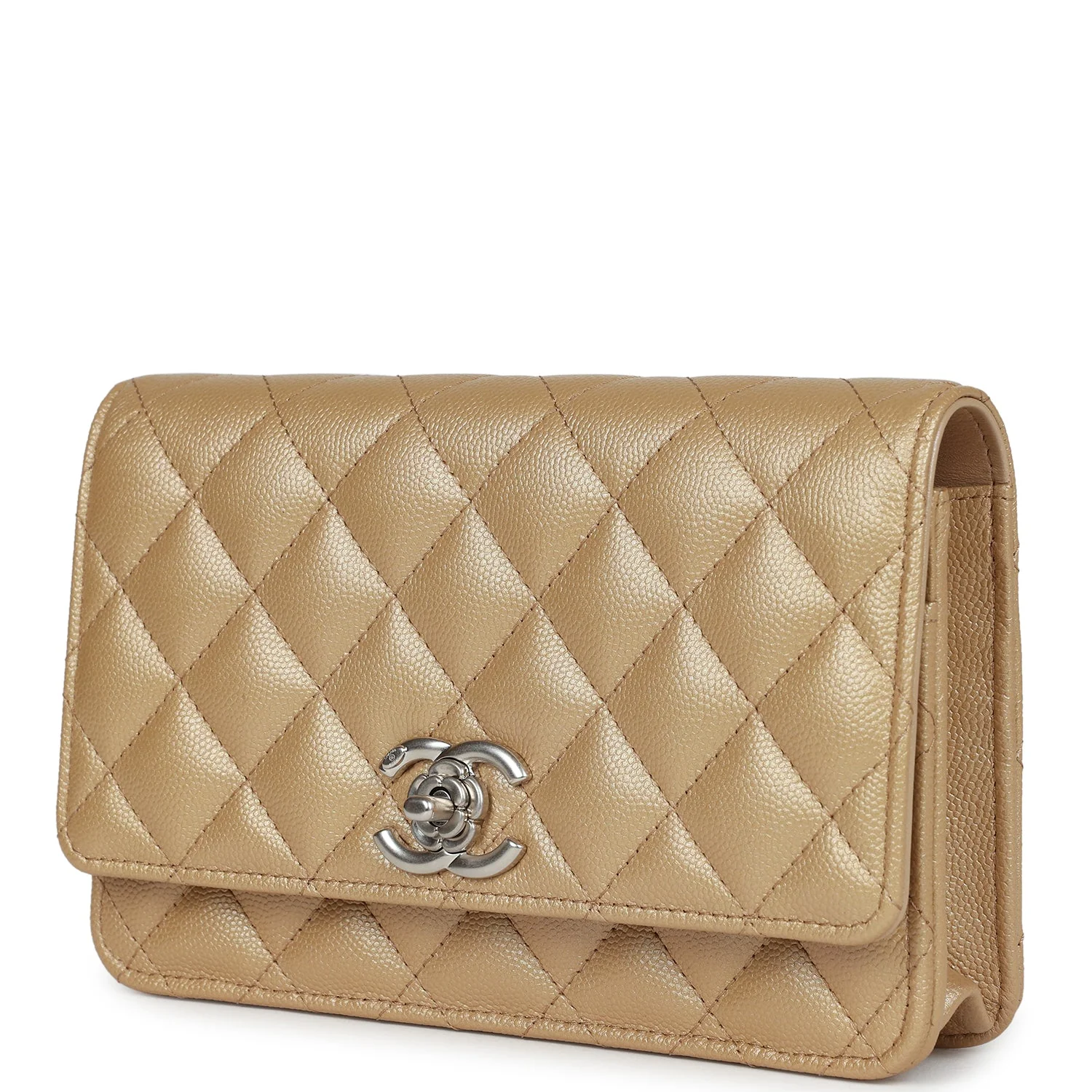 Chanel Wallet On Chain WOC Beige Iridescent Caviar Silver Hardware - Image 5