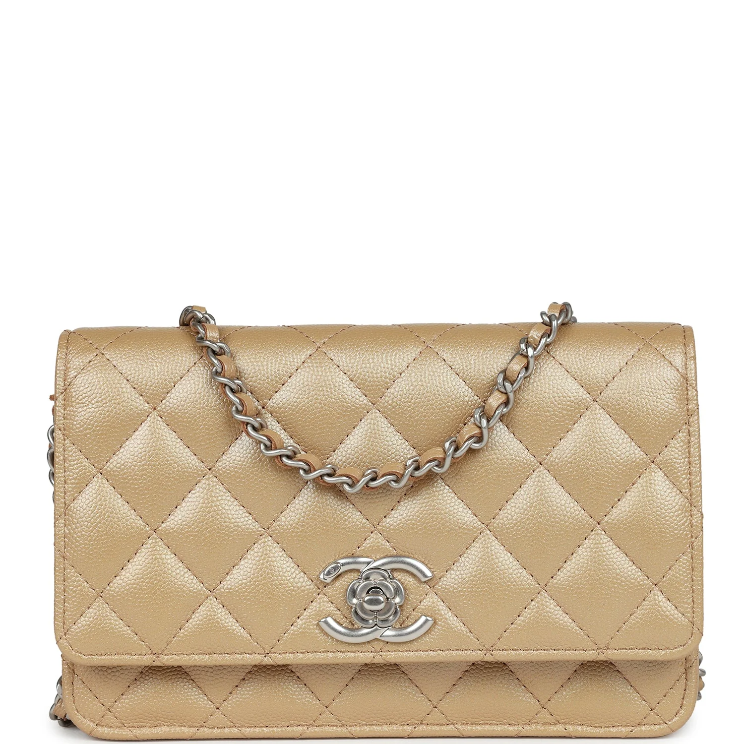 Chanel Wallet On Chain WOC Beige Iridescent Caviar Silver Hardware - Image 7
