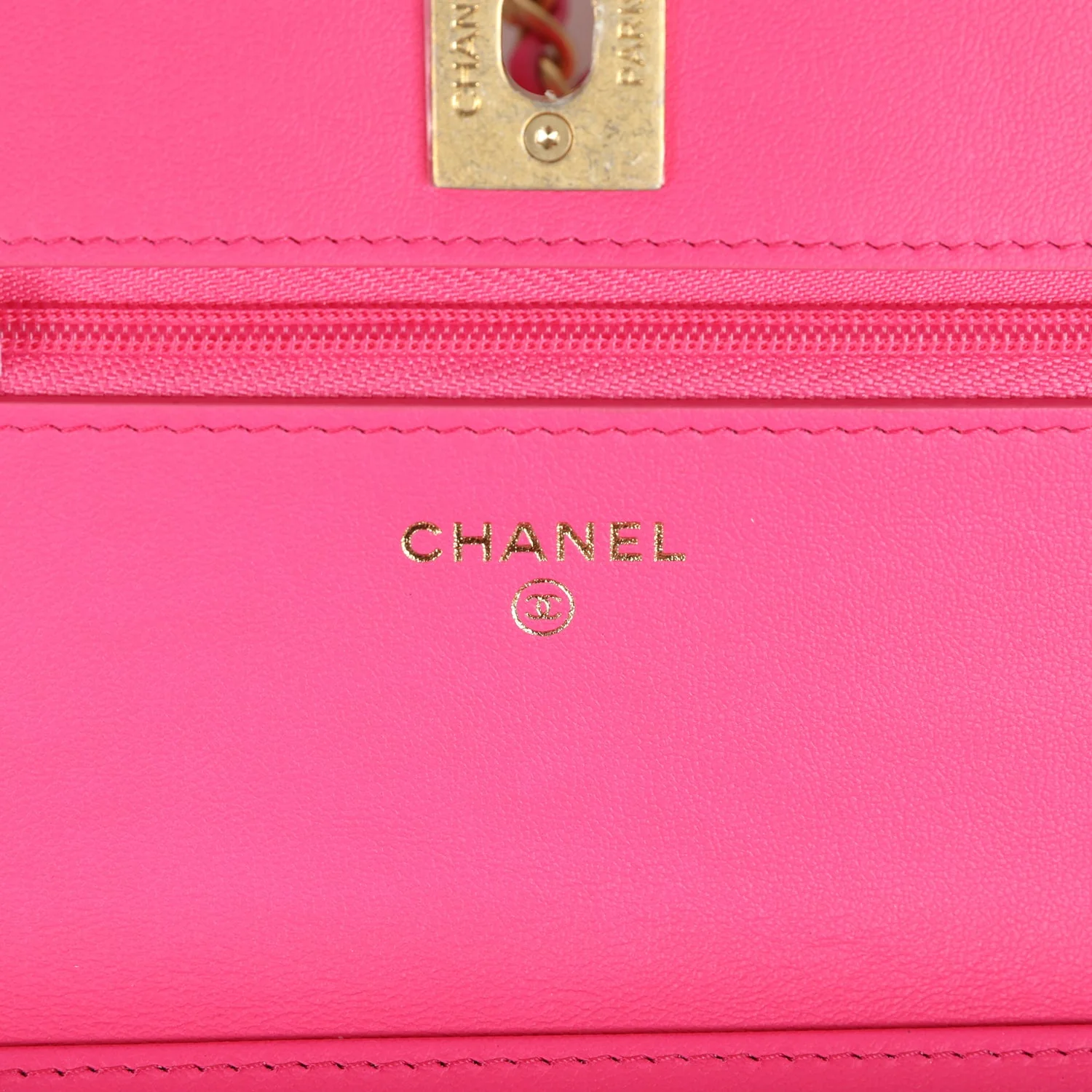 Chanel Wallet on Chain WOC Fuchsia Caviar Antique Gold Hardware - Image 12