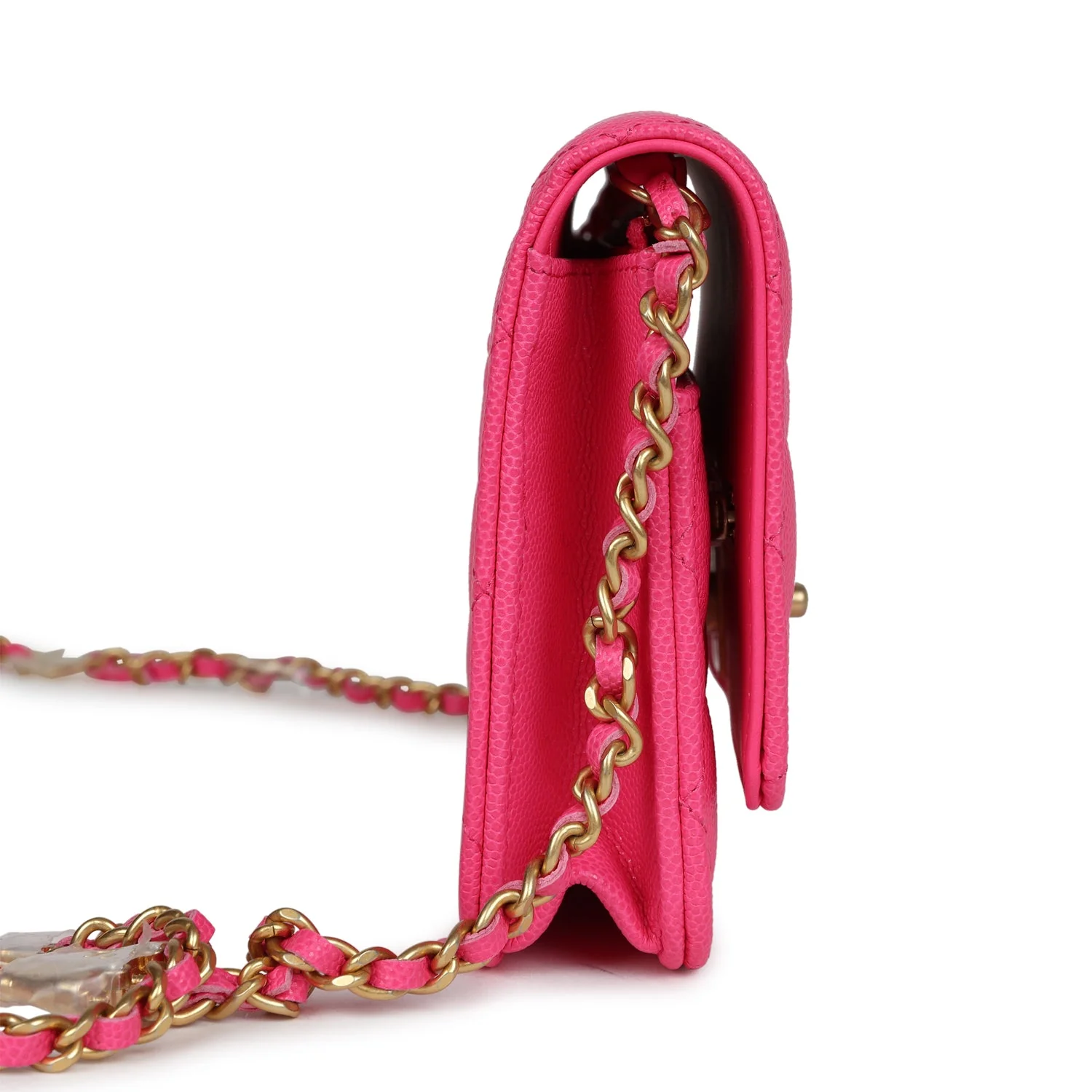 Chanel Wallet on Chain WOC Fuchsia Caviar Antique Gold Hardware - Image 3