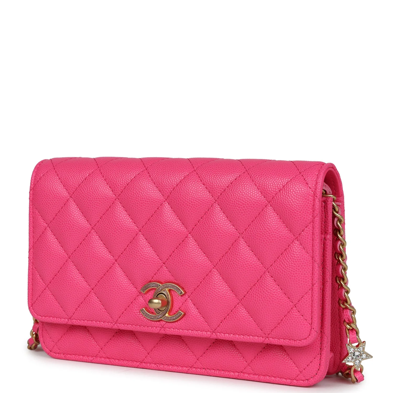 Chanel Wallet on Chain WOC Fuchsia Caviar Antique Gold Hardware - Image 5