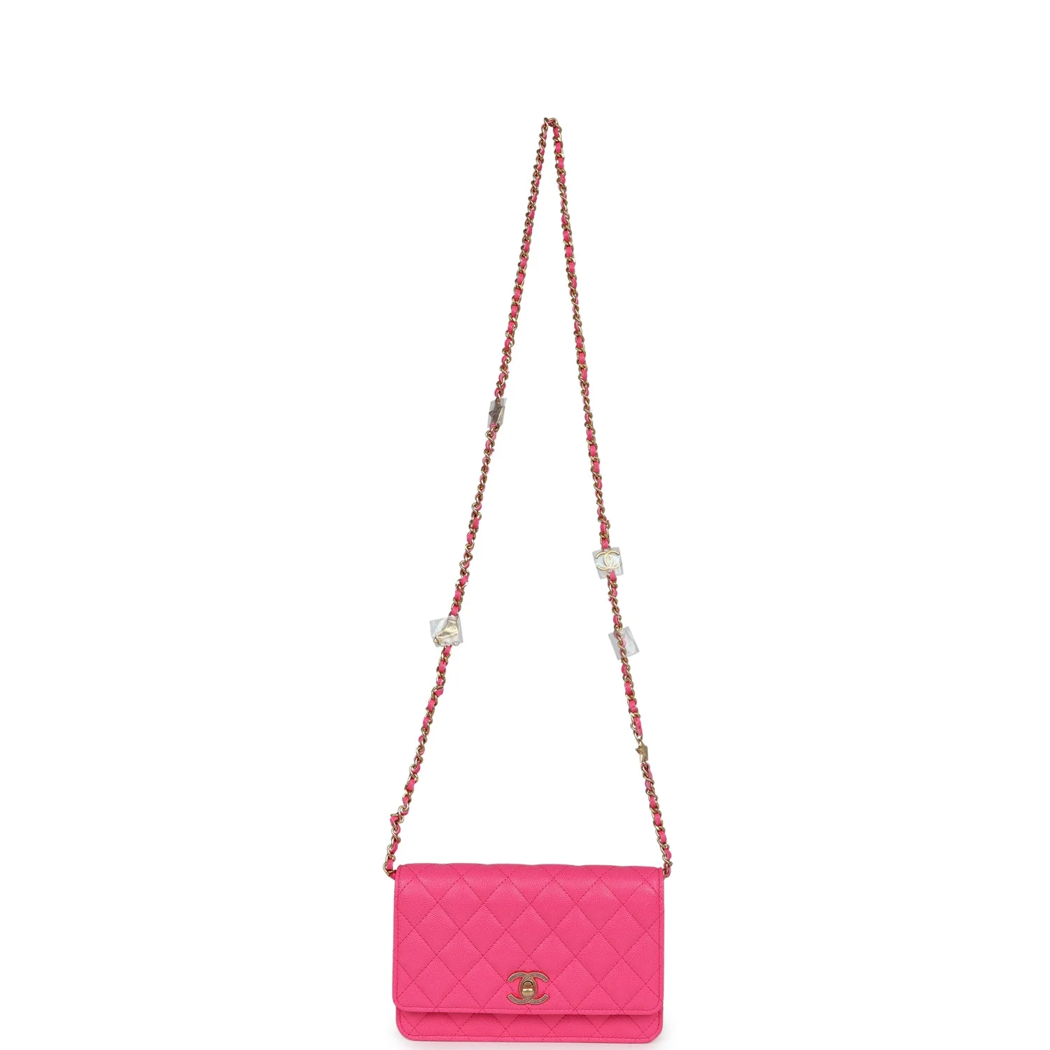 Chanel Wallet on Chain WOC Fuchsia Caviar Antique Gold Hardware - Image 7