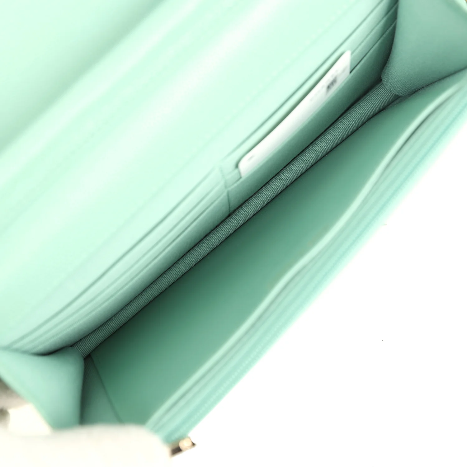 Chanel Wallet On Chain WOC Light Green Caviar Light Gold Hardware - Image 11