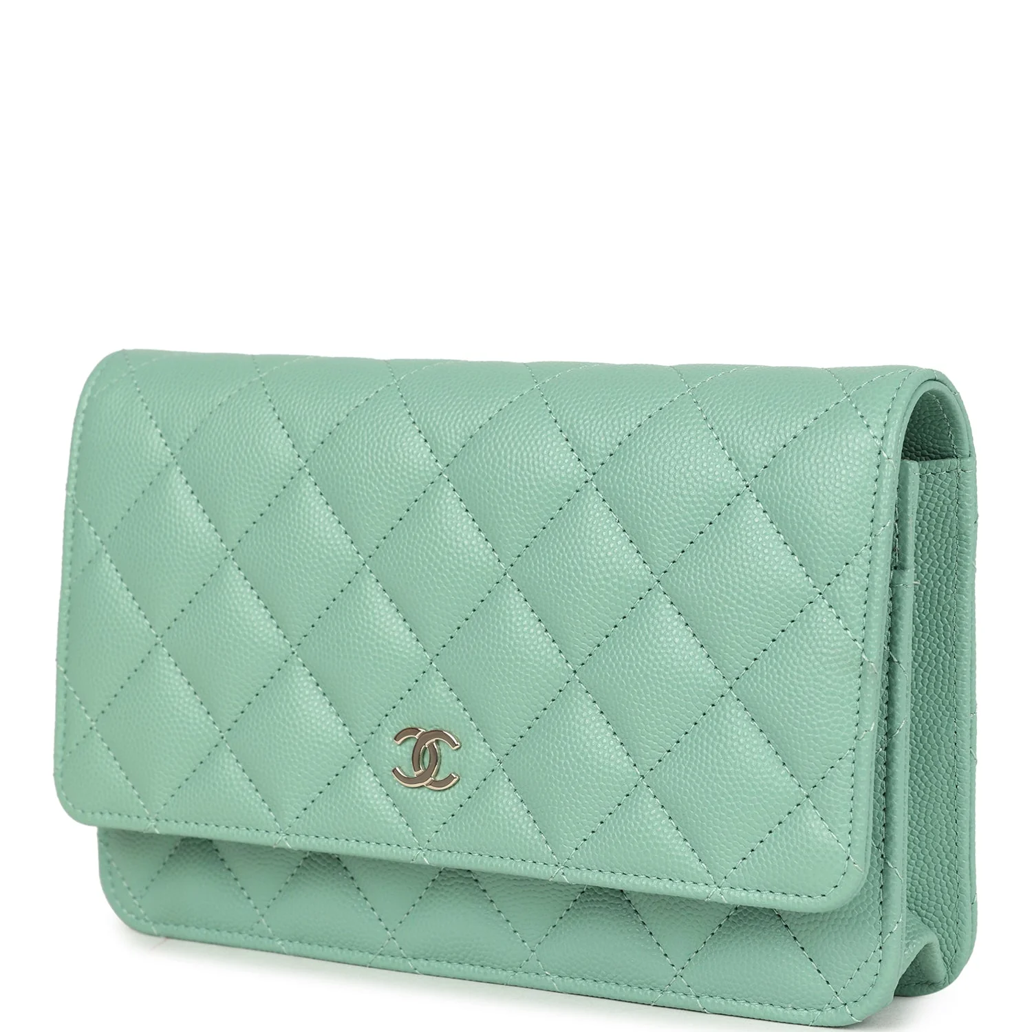 Chanel Wallet On Chain WOC Light Green Caviar Light Gold Hardware - Image 5