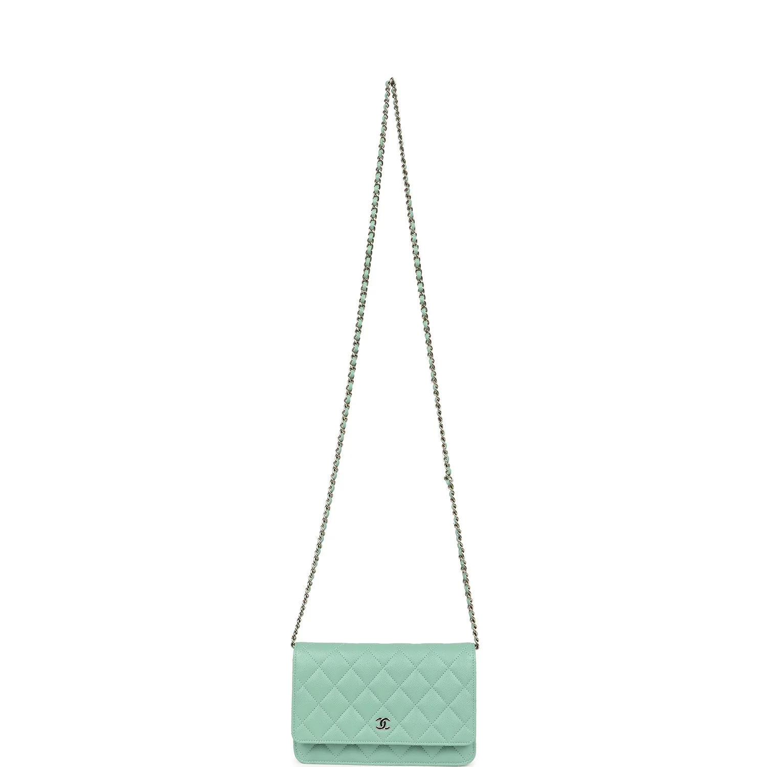 Chanel Wallet On Chain WOC Light Green Caviar Light Gold Hardware - Image 7