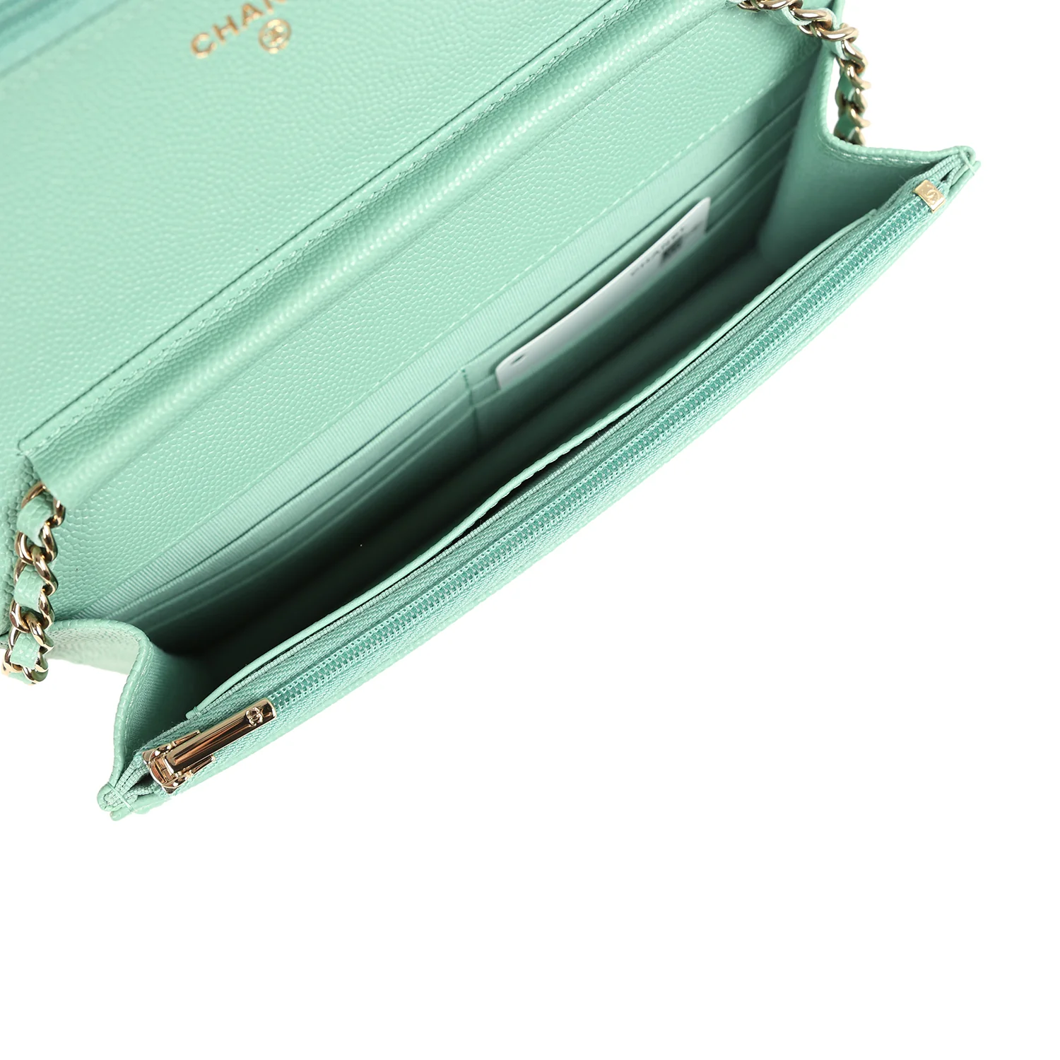 Chanel Wallet On Chain WOC Light Green Caviar Light Gold Hardware - Image 9