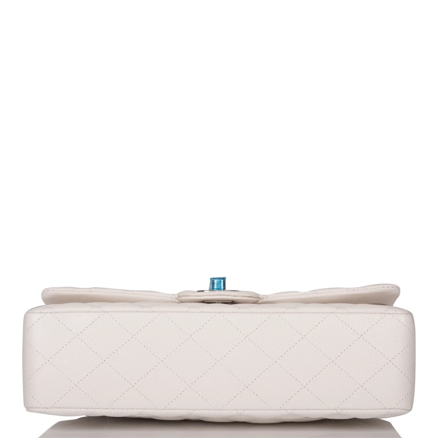 Chanel White Quilted Caviar Medium Classic Double Flap Bag Silver Hardware - Image 6