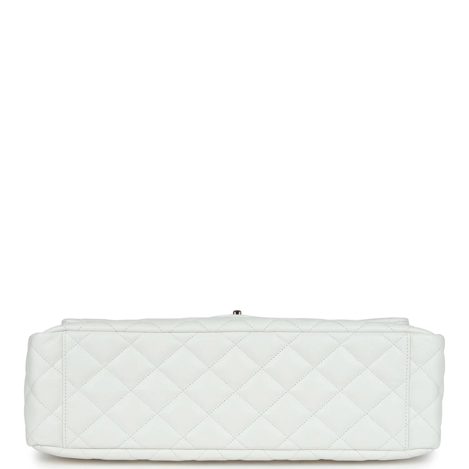 Chanel XXL Classic Single Flap Bag White Shiny Caviar Light Gold Hardware - Image 6