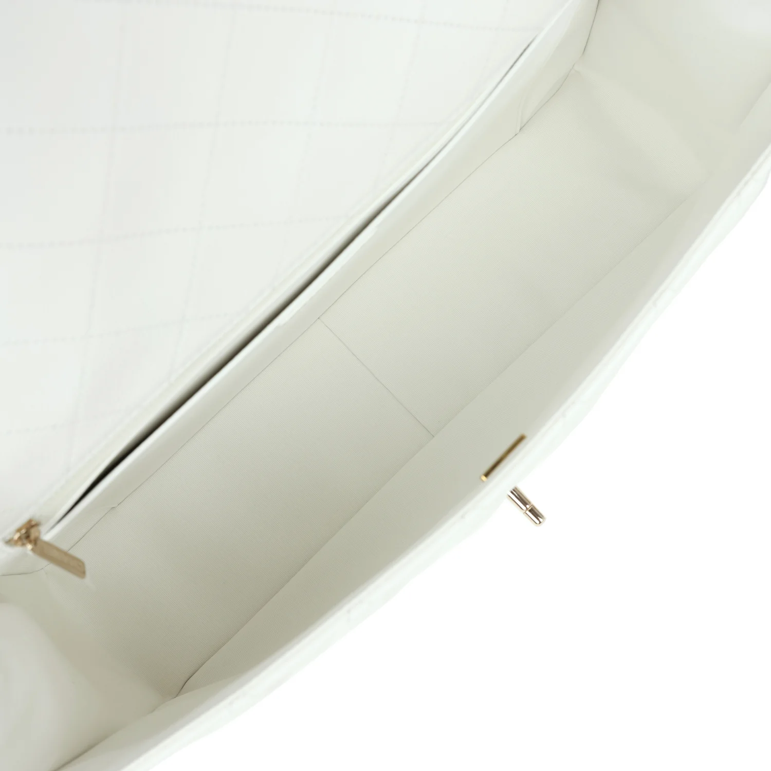 Chanel XXL Classic Single Flap Bag White Shiny Caviar Light Gold Hardware - Image 8