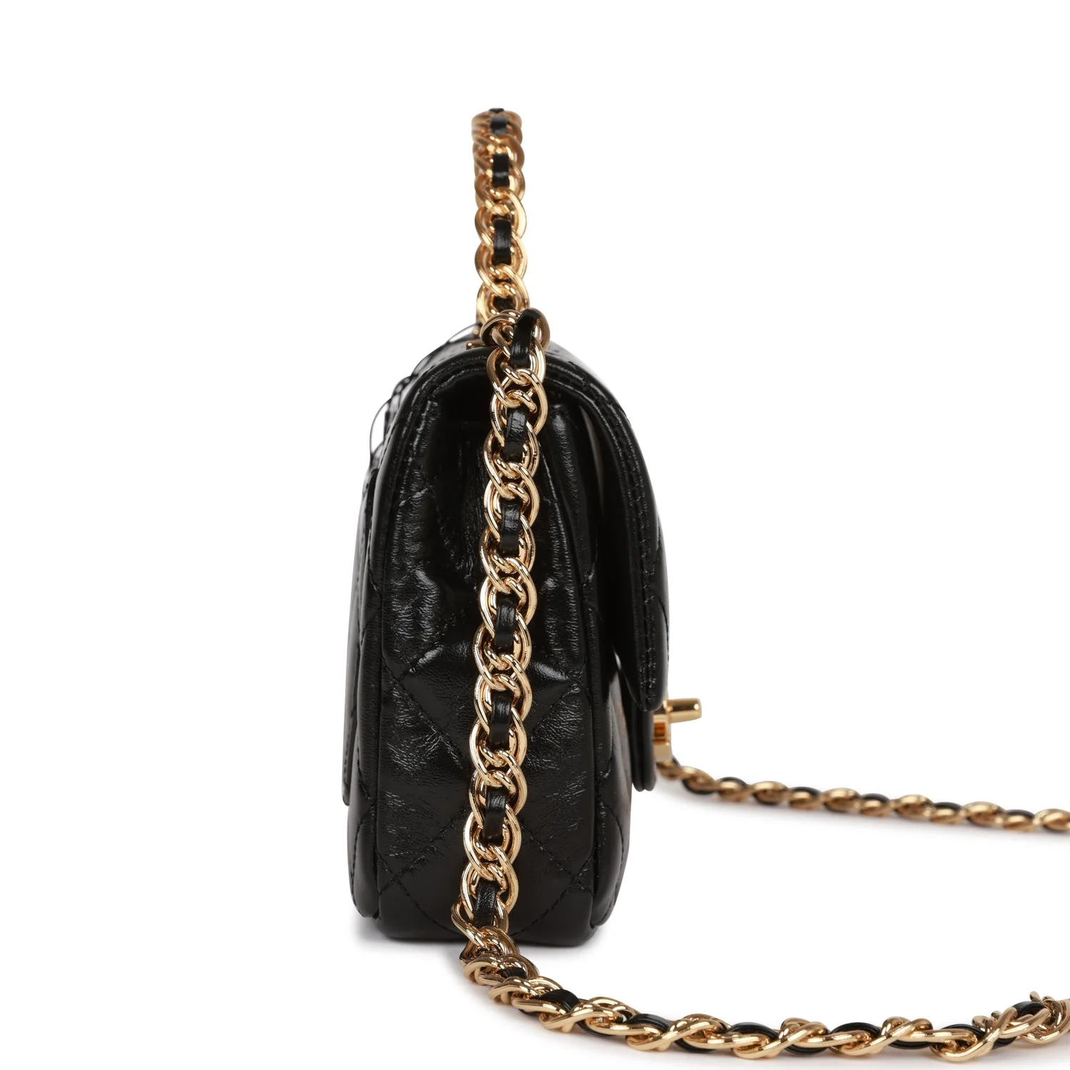 Chanel Mini Rectangular Flap with Top Handle Black Lambskin Gold Hardware - Image 3