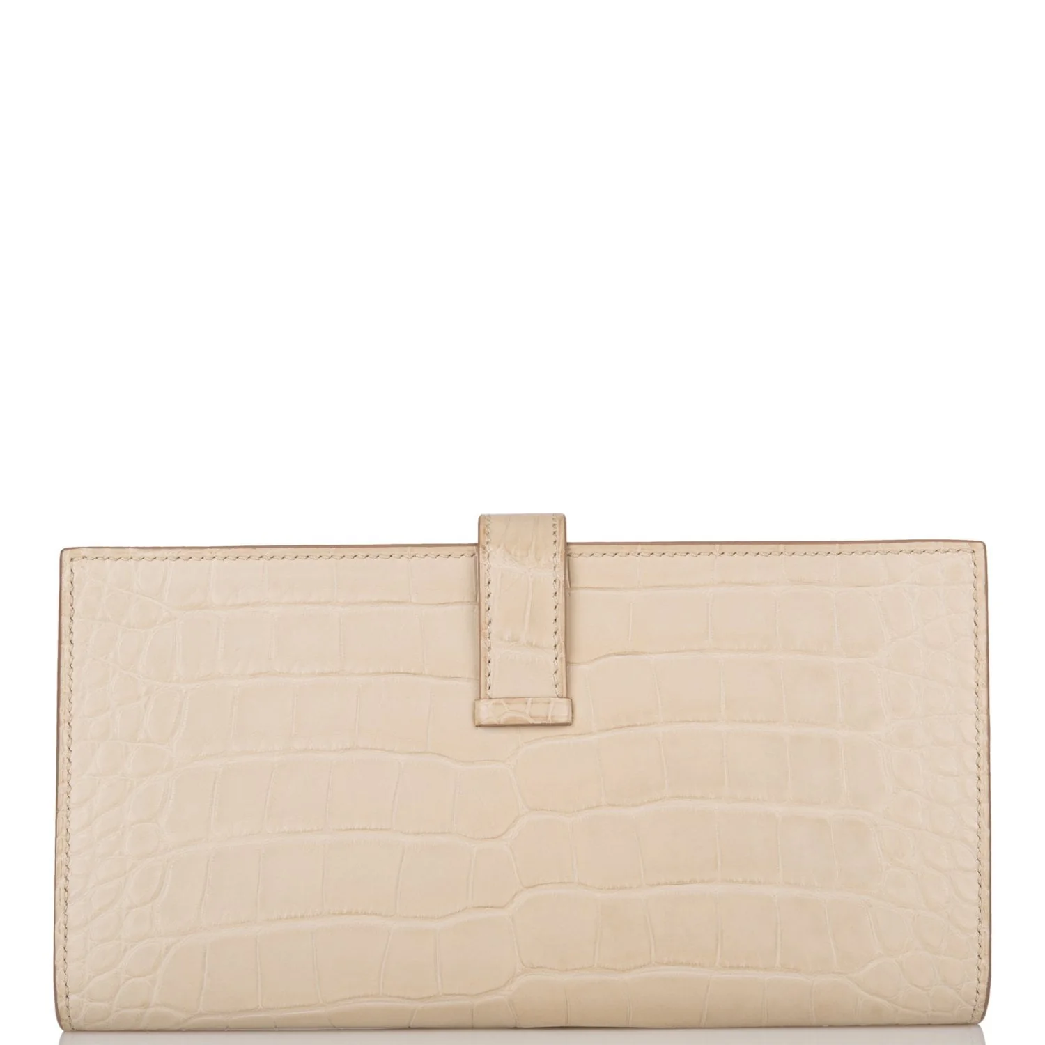 Pre-owned Hermes Bearn Wallet Beton Matte Alligator Palladium Hardware - Image 5