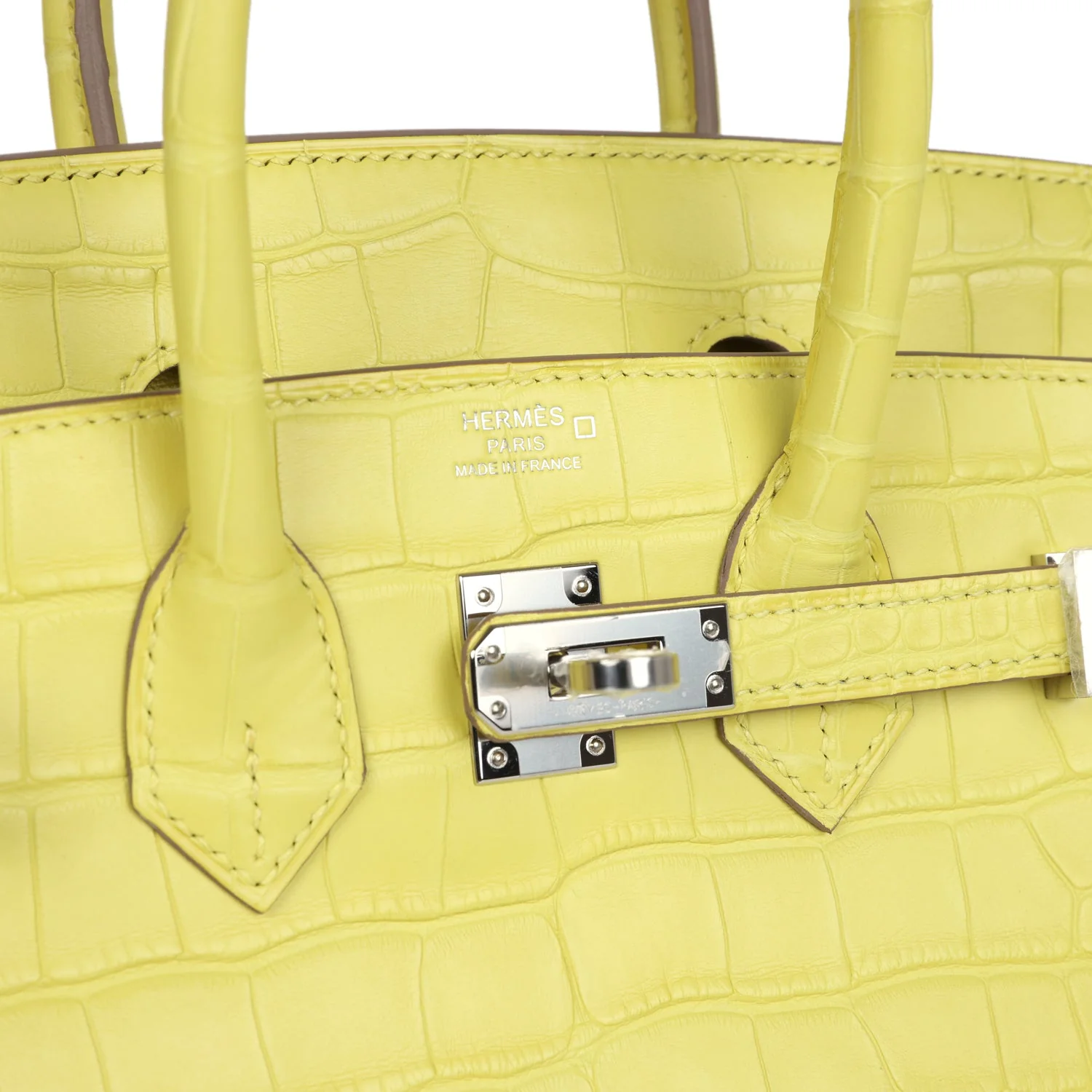 Hermes Birkin 25 Lime Matte Alligator Palladium Hardware - Image 7