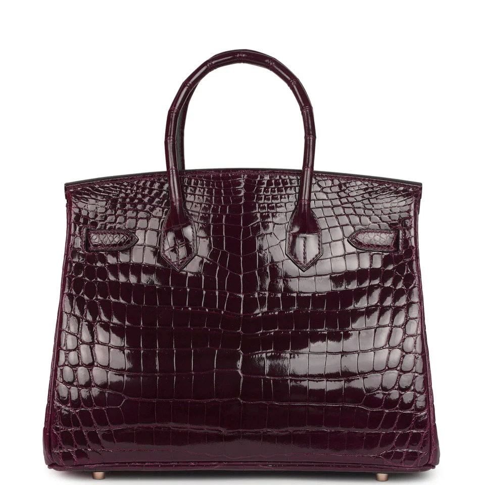 Hermes Birkin 30 Bordeaux Shiny Niloticus Crocodile Gold Hardware - Image 4