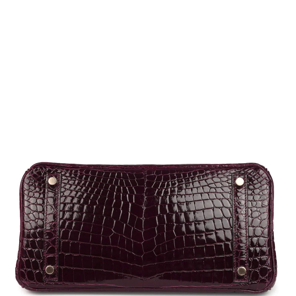 Hermes Birkin 30 Bordeaux Shiny Niloticus Crocodile Gold Hardware - Image 6