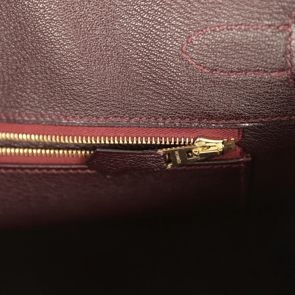 Hermes Birkin 30 Bordeaux Shiny Niloticus Crocodile Gold Hardware - Image 9