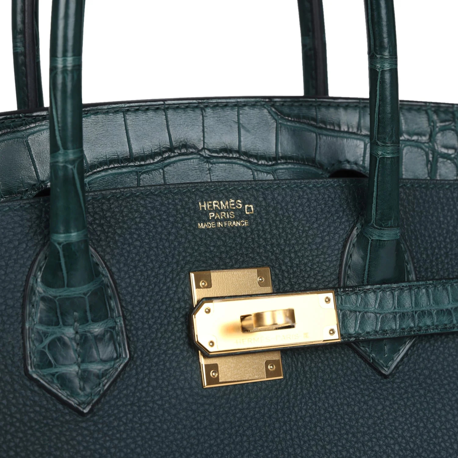 Hermes Birkin 30 Vert Cypress Togo and Matte Alligator Touch Gold Hardware - Image 7