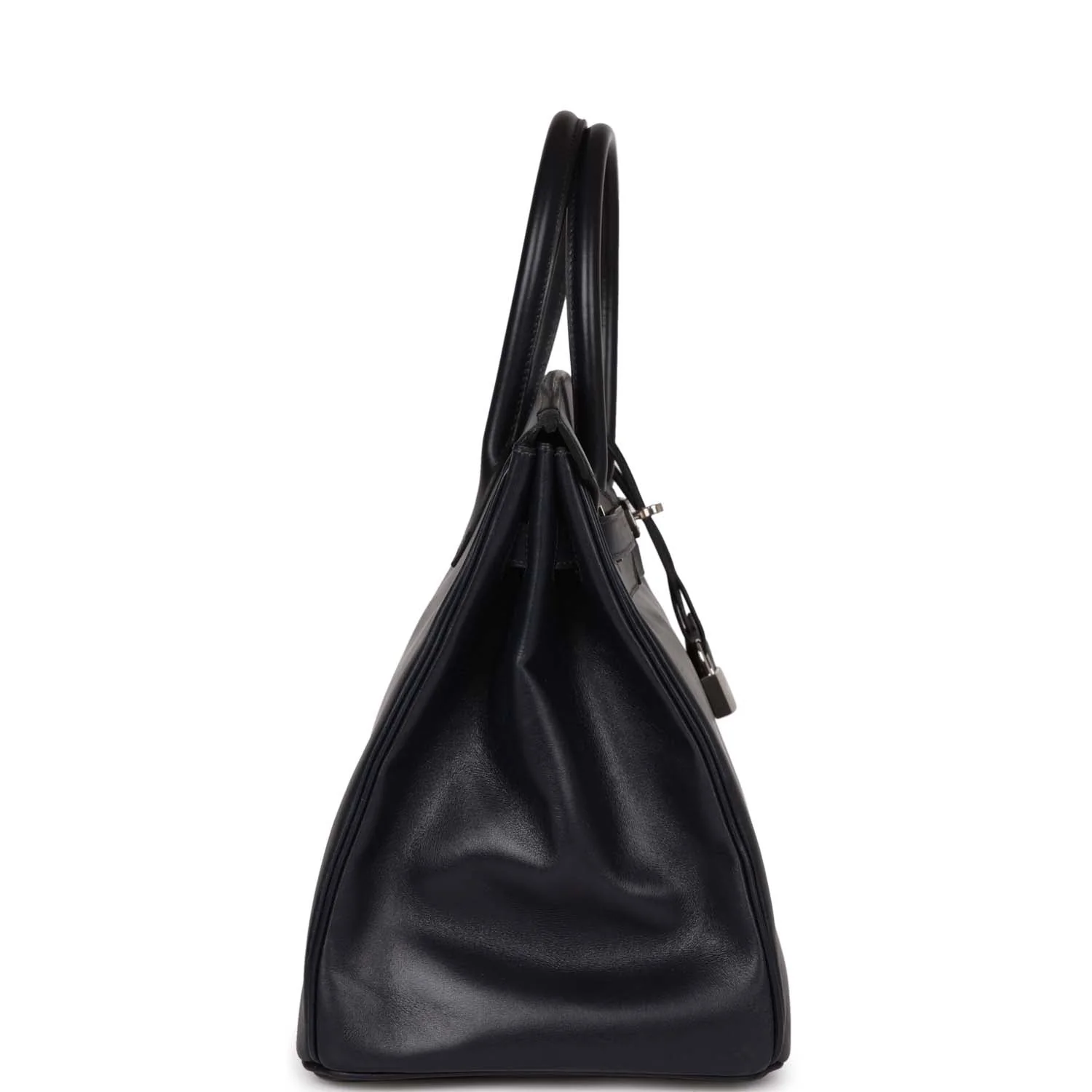 Vintage Hermes Birkin 35 Bleu Navy Box Palladium Hardware - Image 3