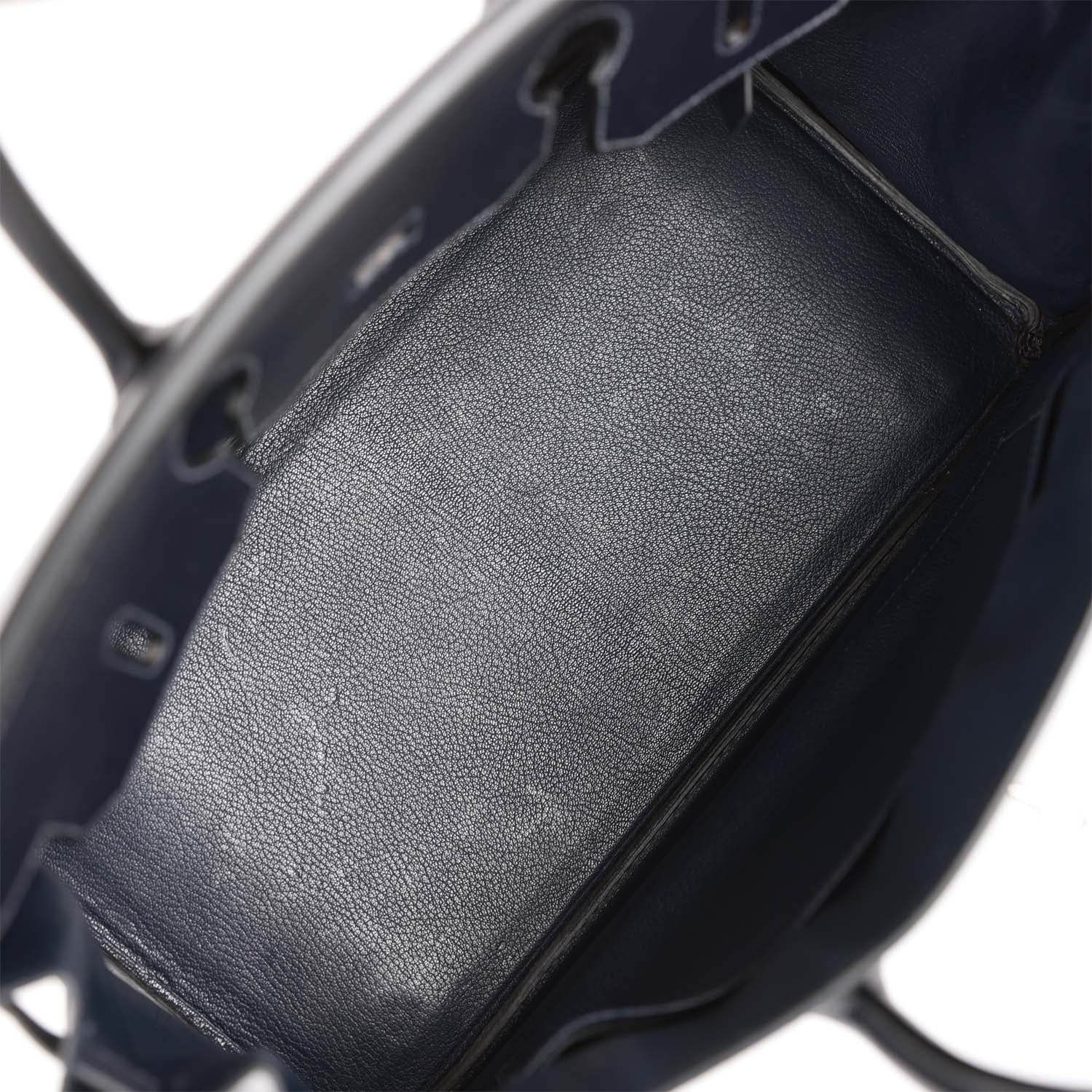 Vintage Hermes Birkin 35 Bleu Navy Box Palladium Hardware - Image 8