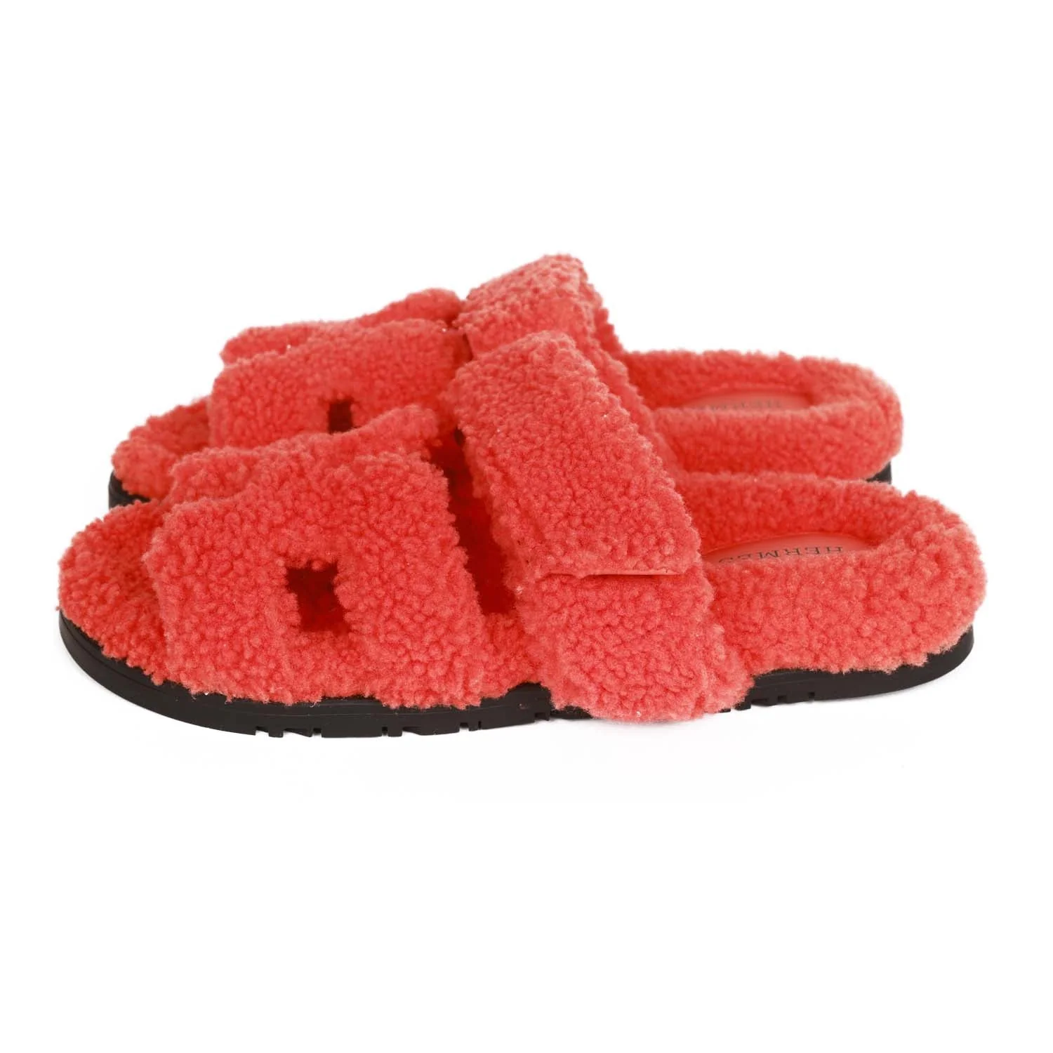 Hermes Chypre Techno Sandals Orange Woolskin 37.5 EU - Image 5