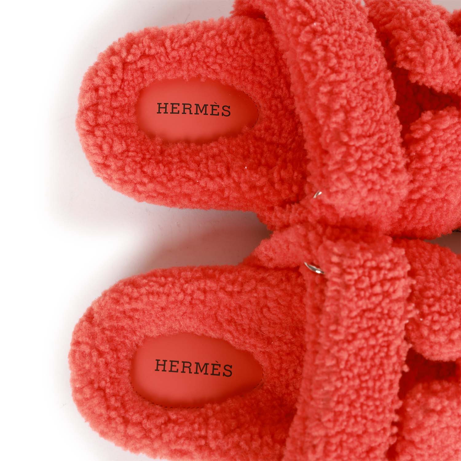 Hermes Chypre Techno Sandals Orange Woolskin 37.5 EU - Image 8