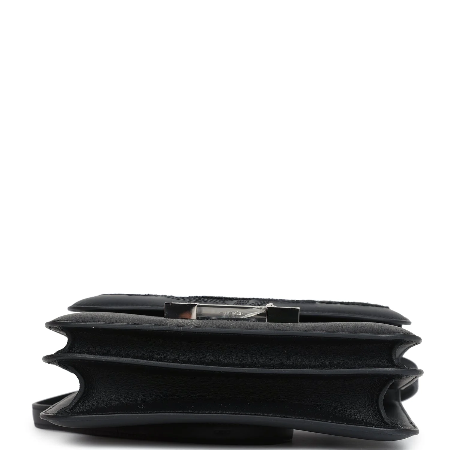 Hermes Constance 18 "Dancing Flowers" Black Embroidered Swift Palladium Hardware - Image 7